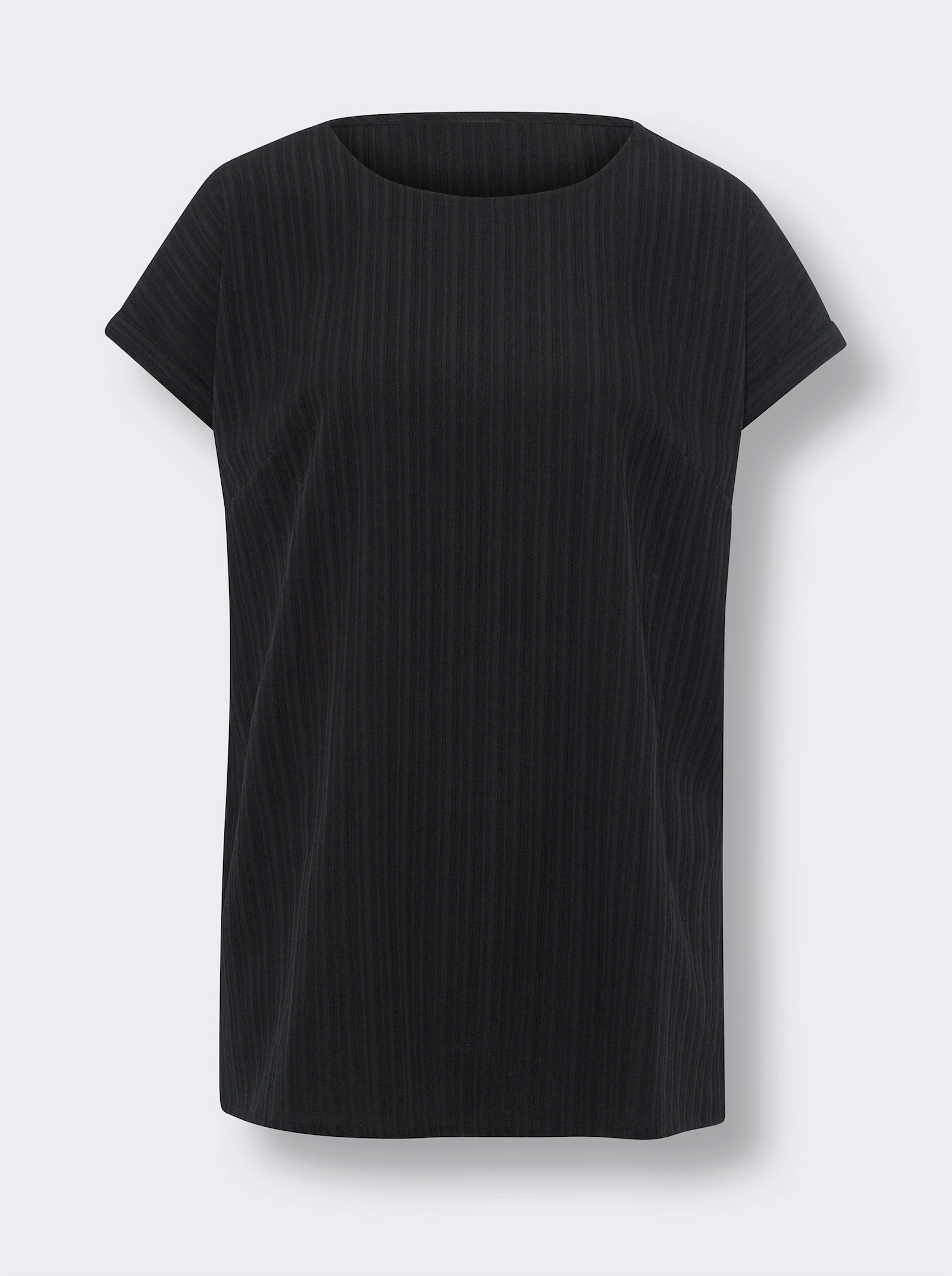Lång topp i strukturerat crêpematerial - svart