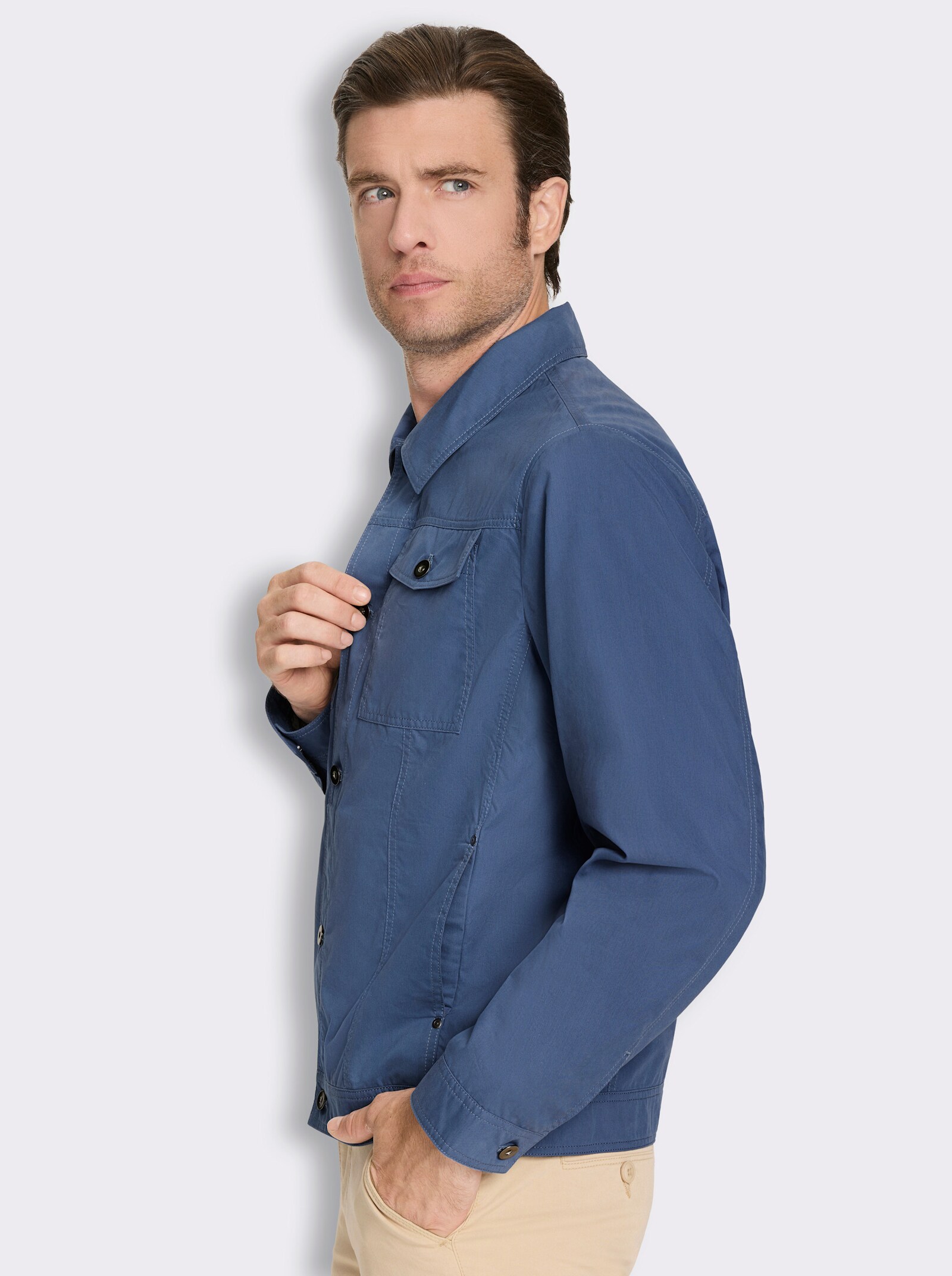 Marco Donati Jacke mit Metall-Knöpfen - jeansblau