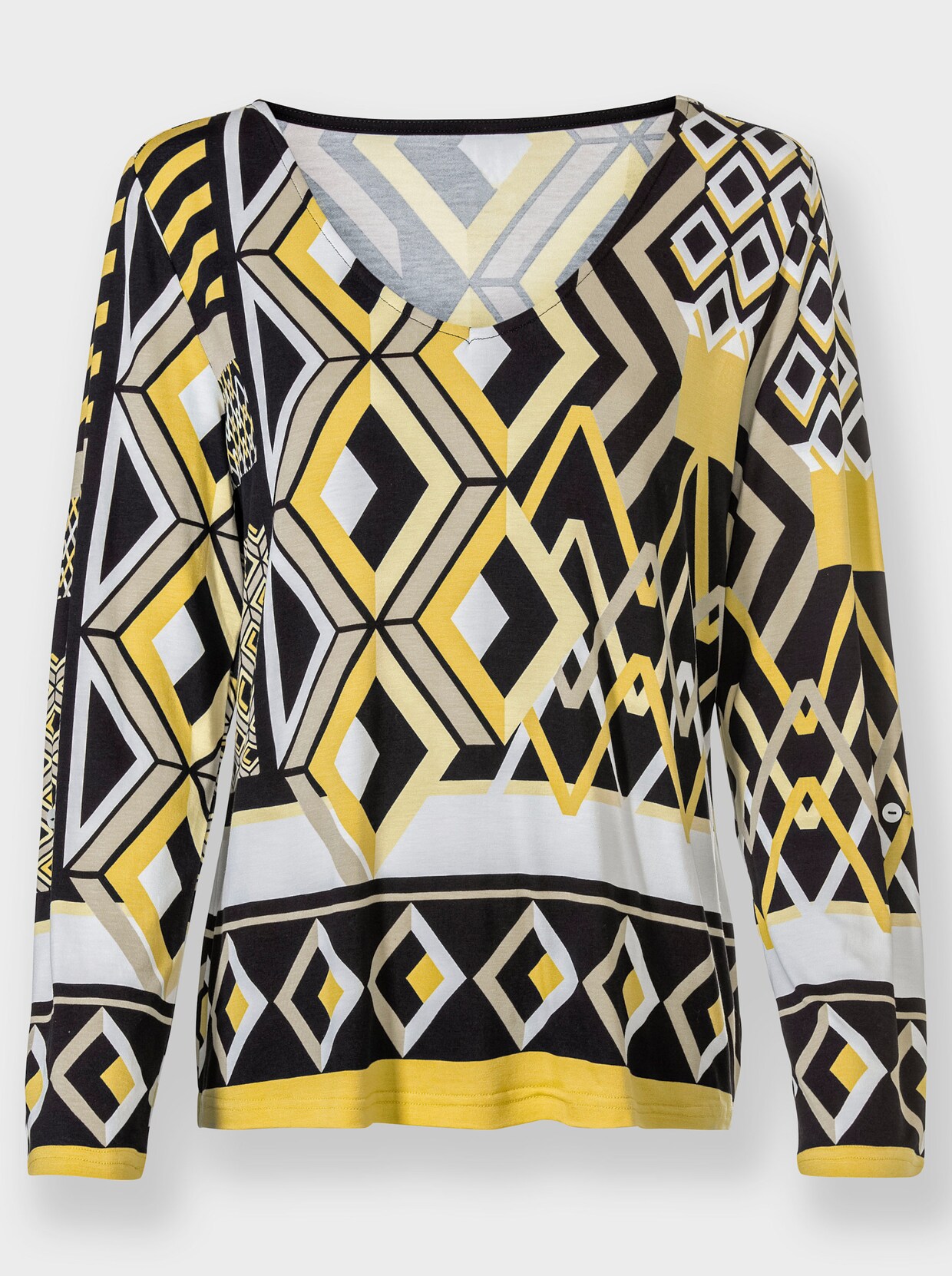 Shirt met lange mouwen - zonnegeel/wit bedrukt