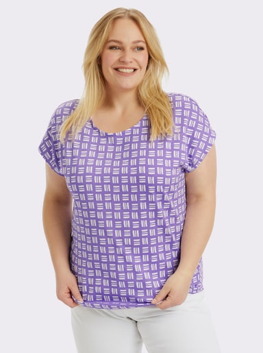 Print-Shirt aus reiner Baumwolle - lavendel-ecru-bedruckt