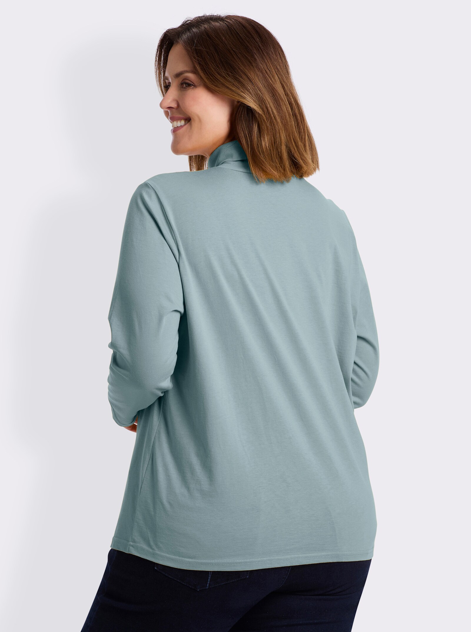 Rollkragenshirt mit langen Ärmeln - wintertürkis