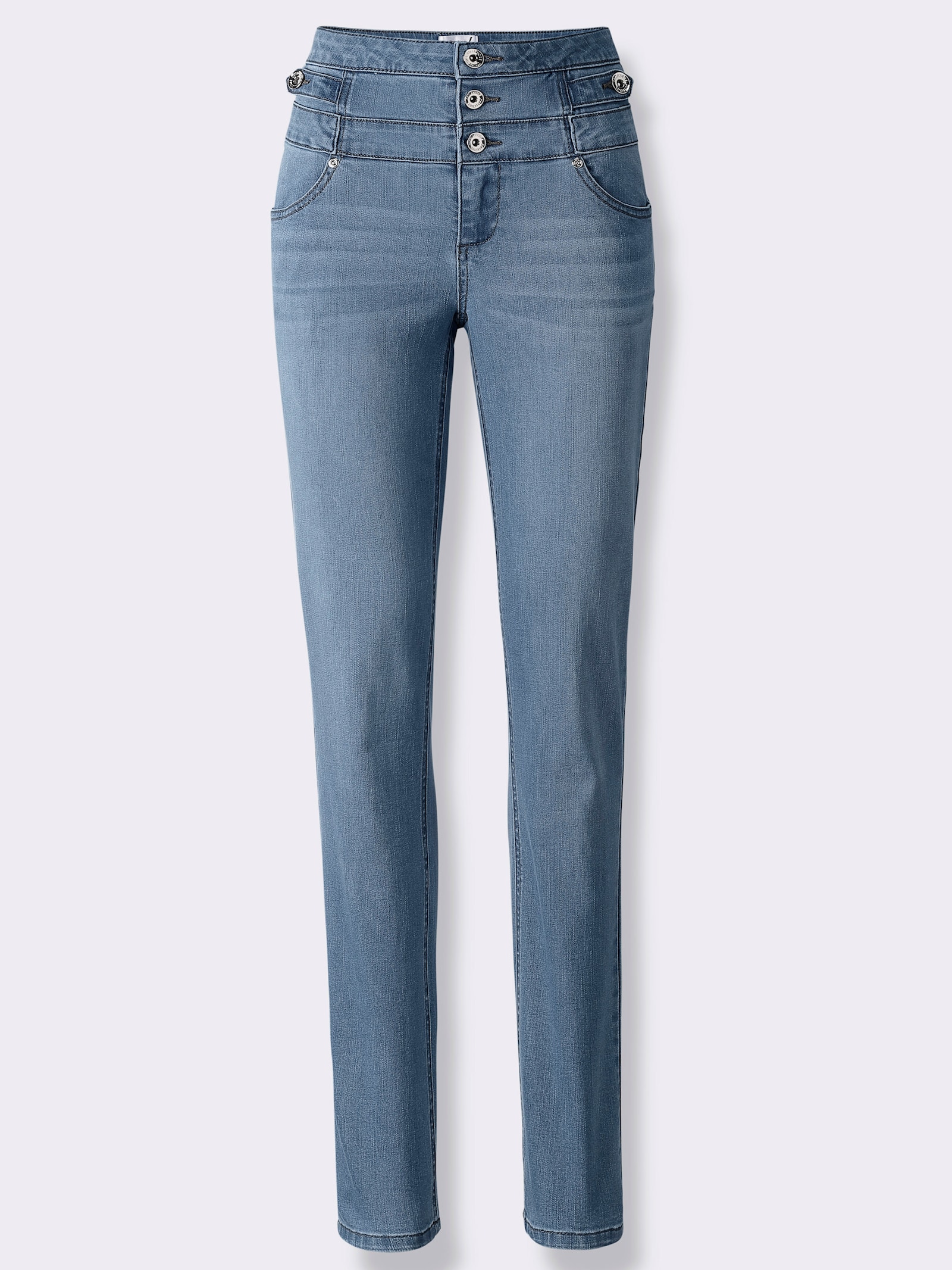 Jeans mit 3-Knopf- und Reißverschluss - blue-bleached