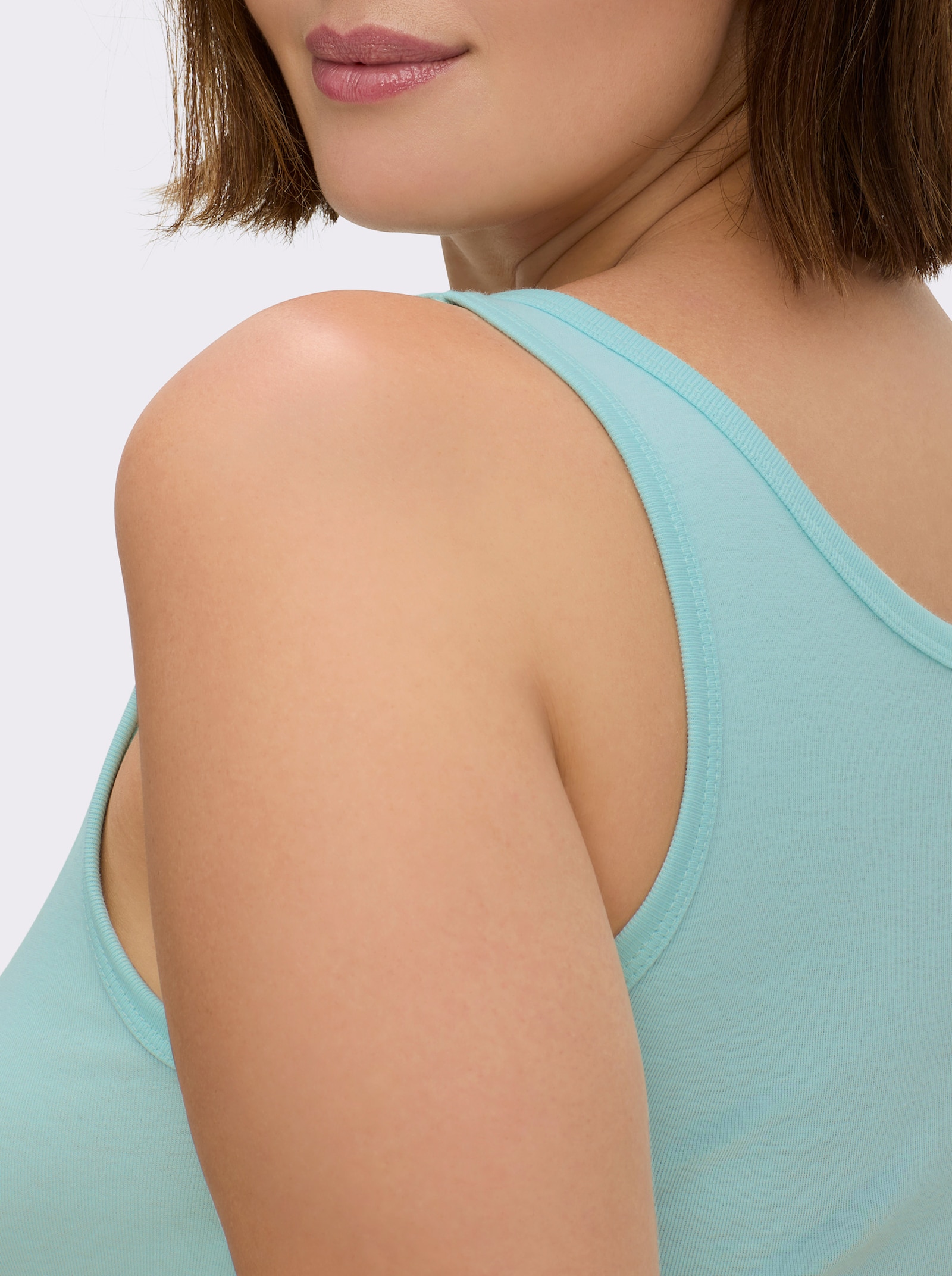 wäschepur Achselhemd mit verschiedenen Spitzen-Motiven - rosé + bleu + mint