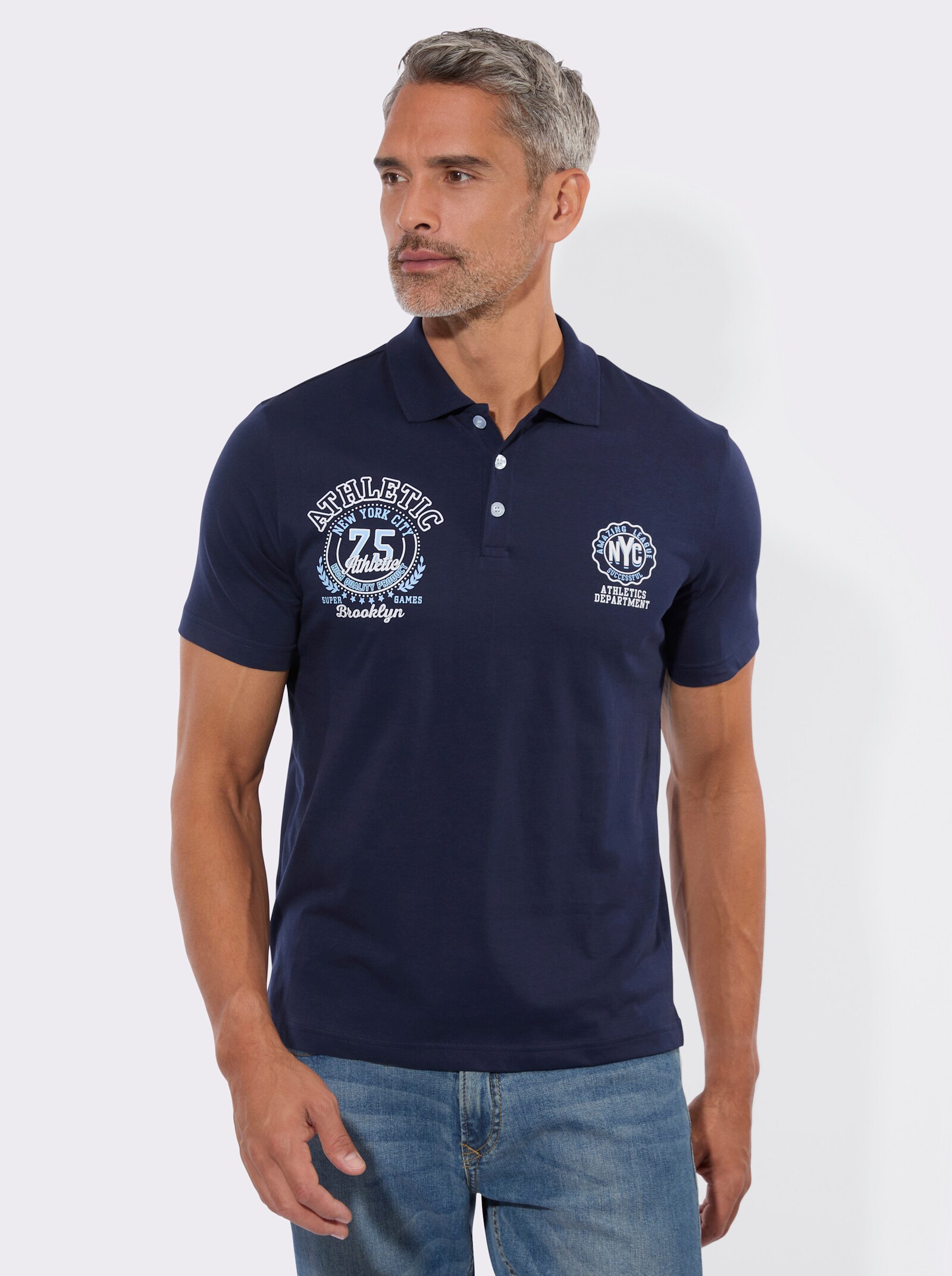 Poloshirt mit Druck-Motiv - marine