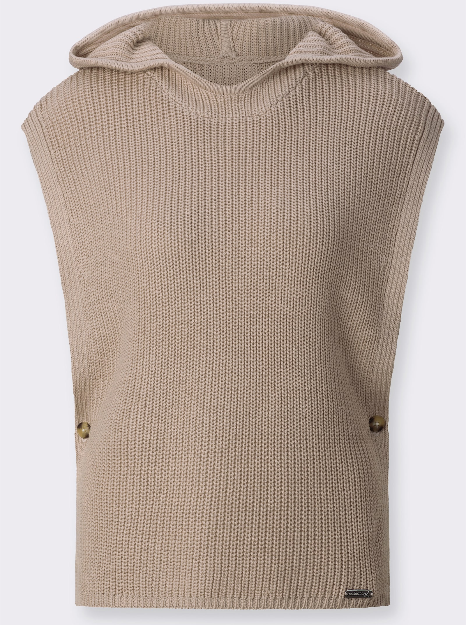 Kapuzenpullover in Poncho-Optik - sesam