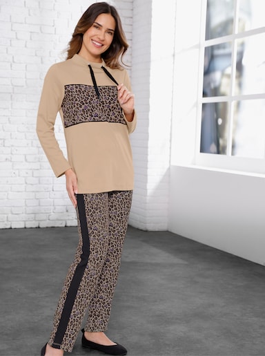 Freizeithose - beige-bedruckt