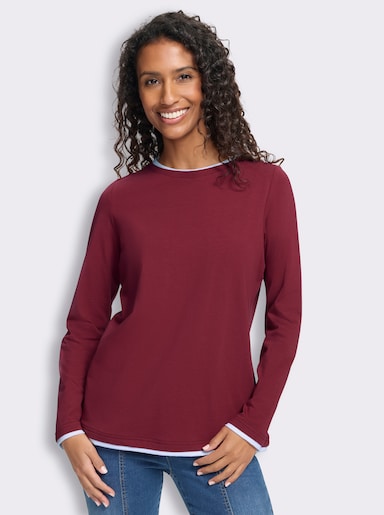 heine Rundhalsshirt in 2-in-1-Optik - kirsche-weiß