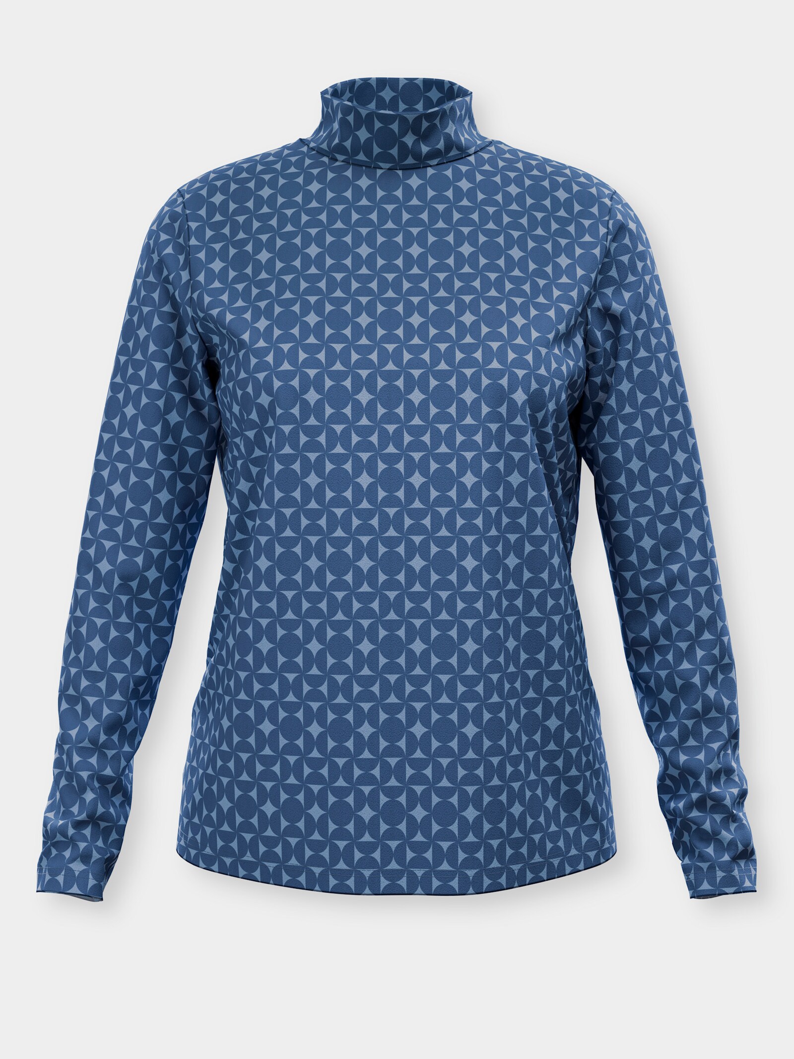 Stehkragenshirt mit Minimalmuster - jeansblau-bleu-bedruckt