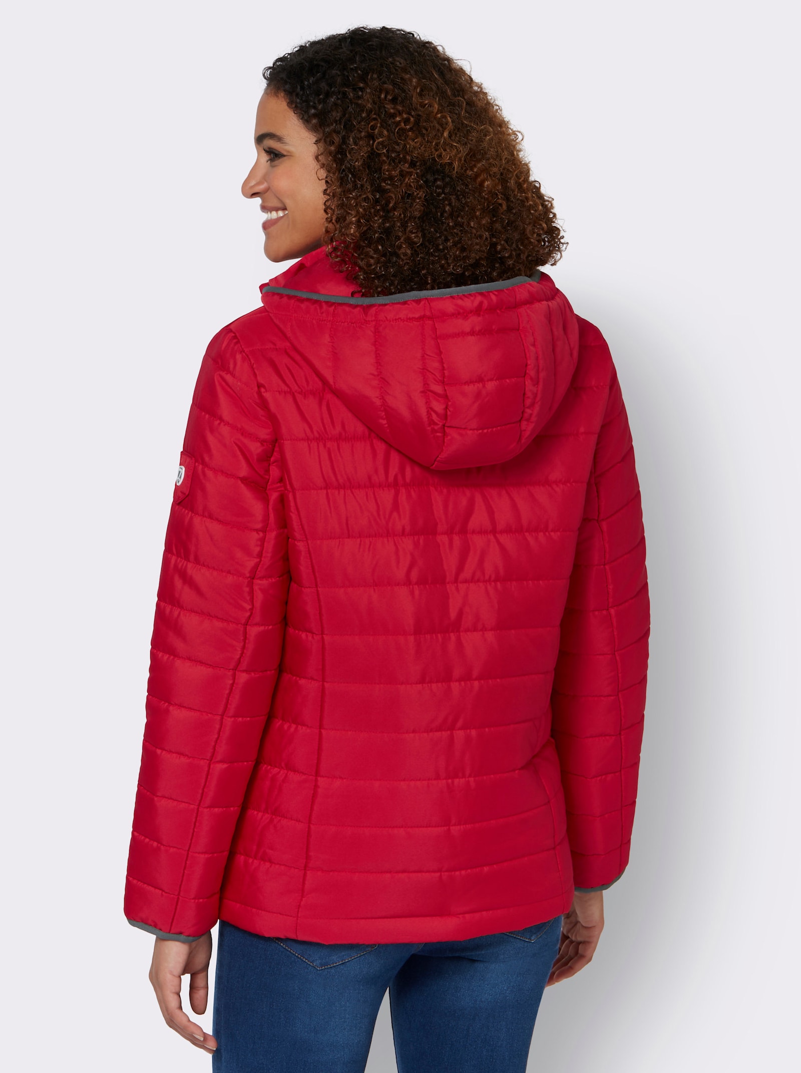 Steppjacke mit kontrastfarbenen Akzenten - rot