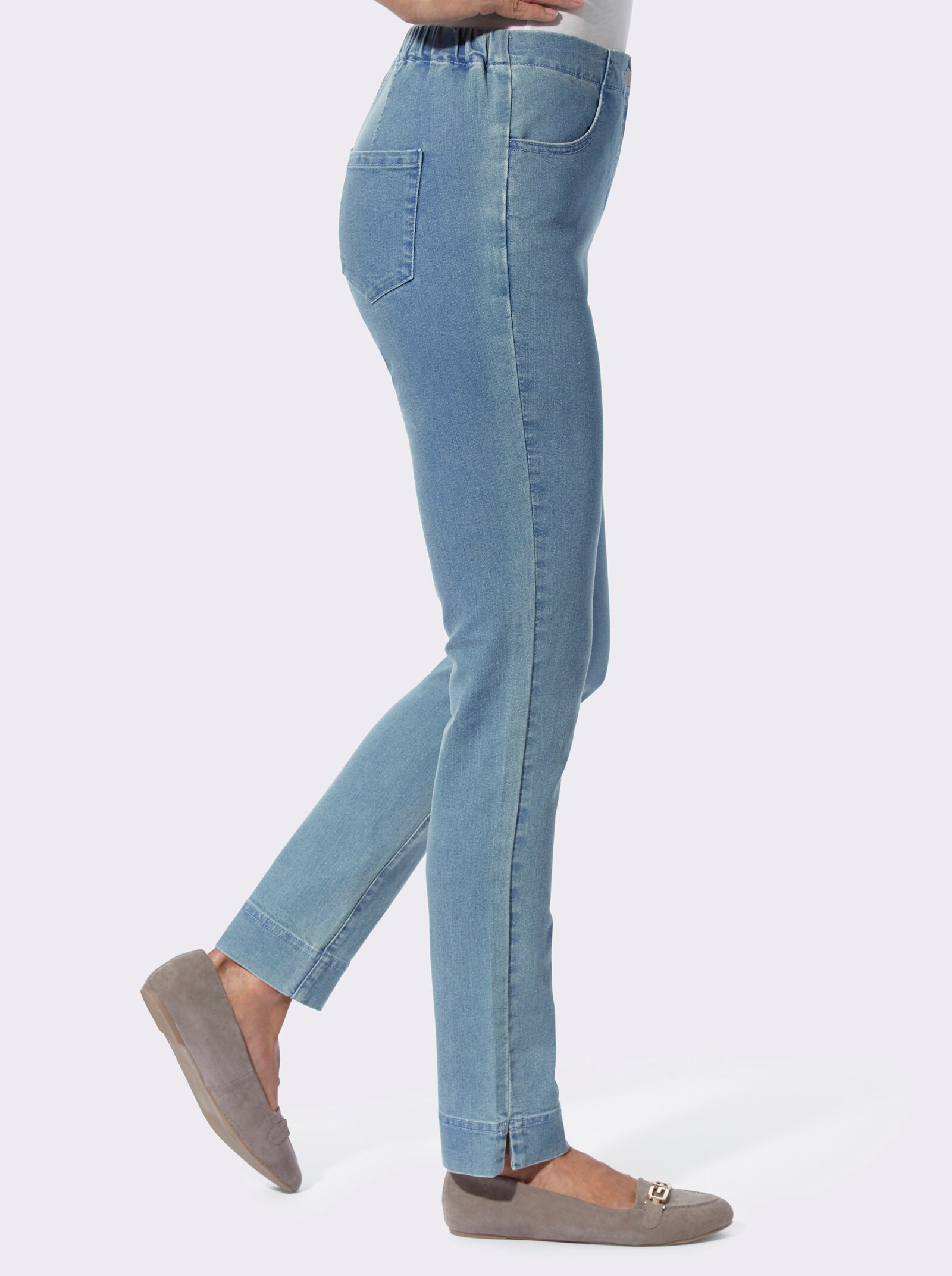 Jeans met voetsplitten - blue-bleached