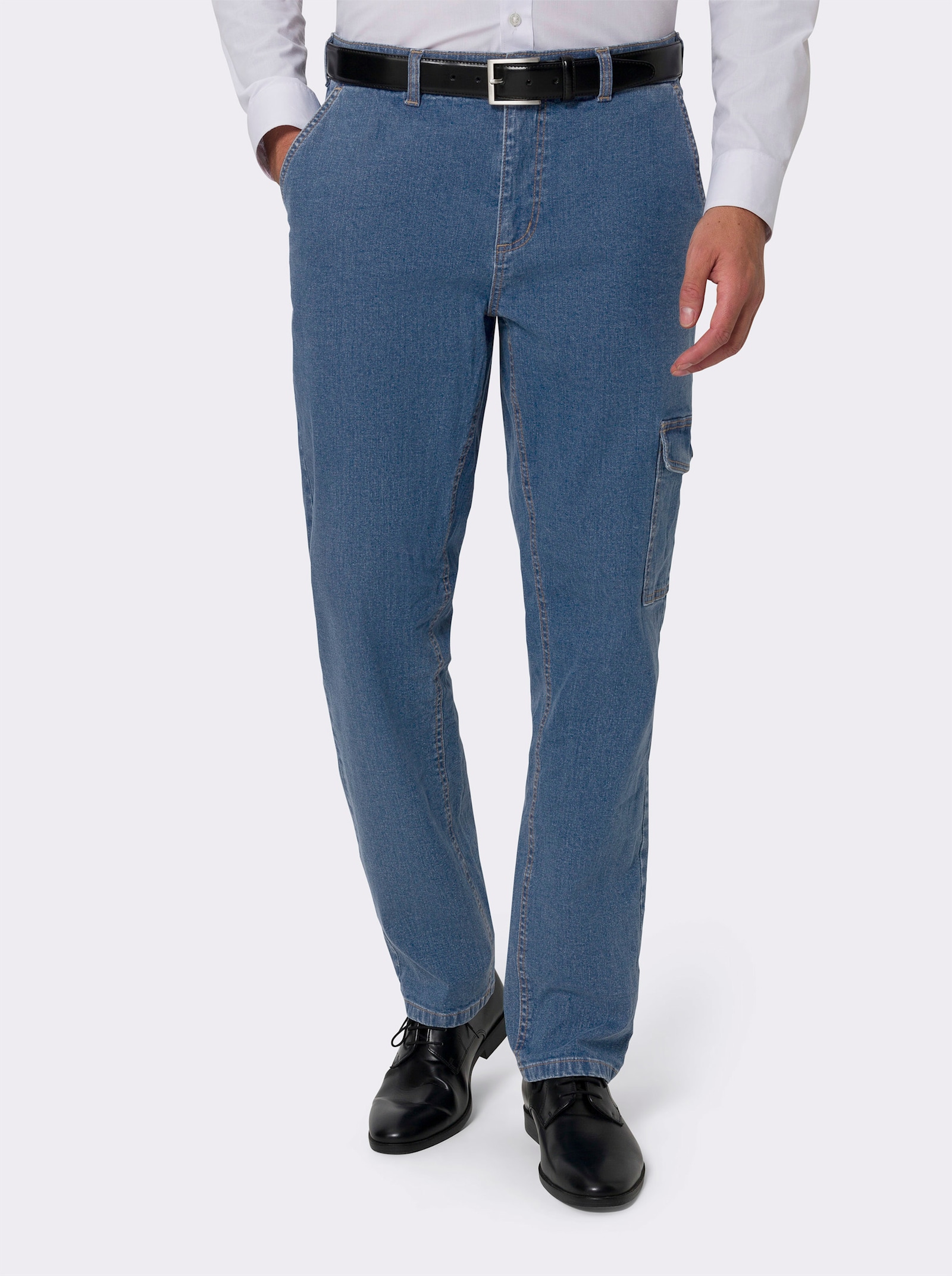 Jeans met cargozak - blue-bleached
