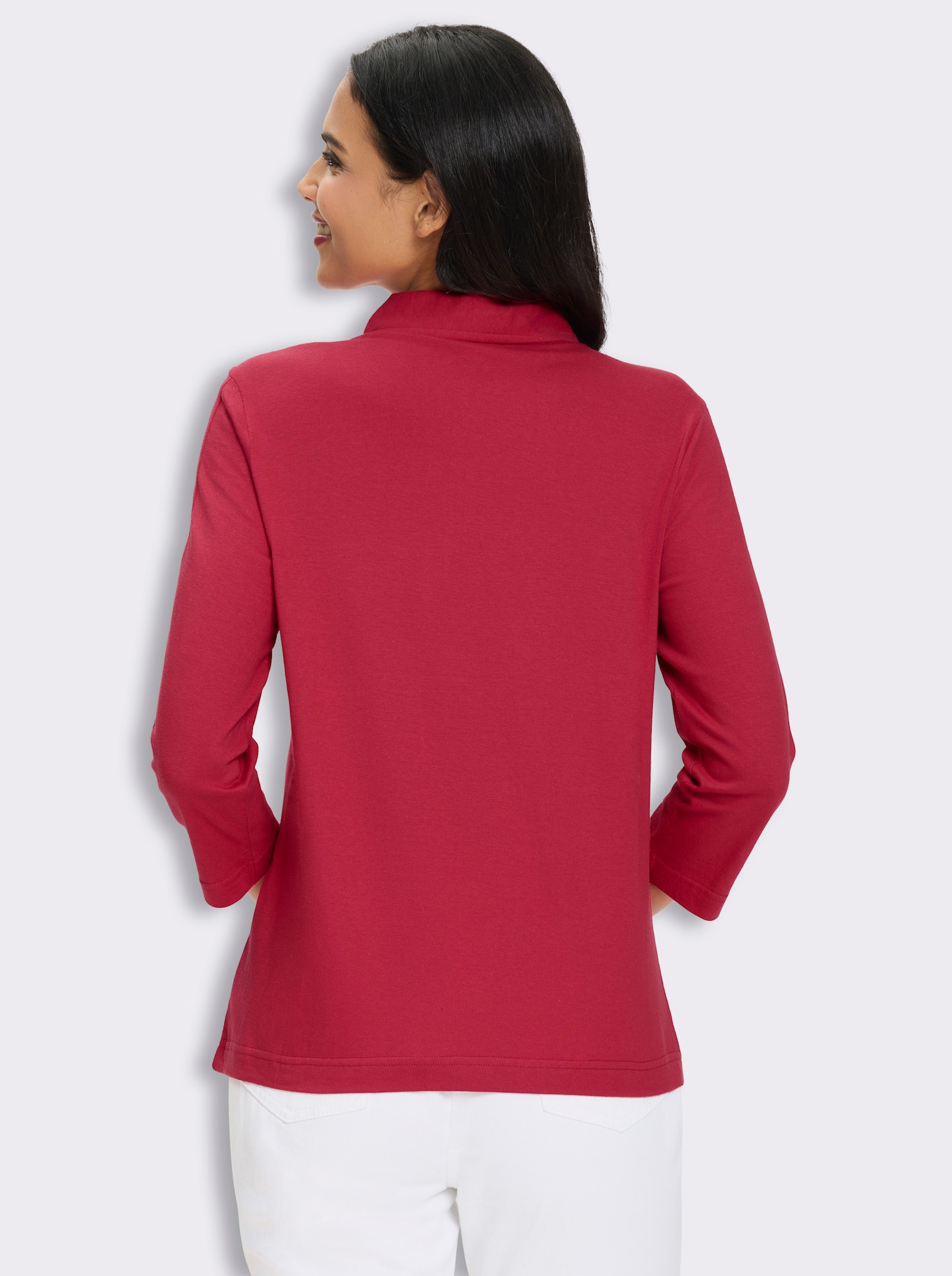 Poloshirt mit Glitzersteinchen - erdbeere