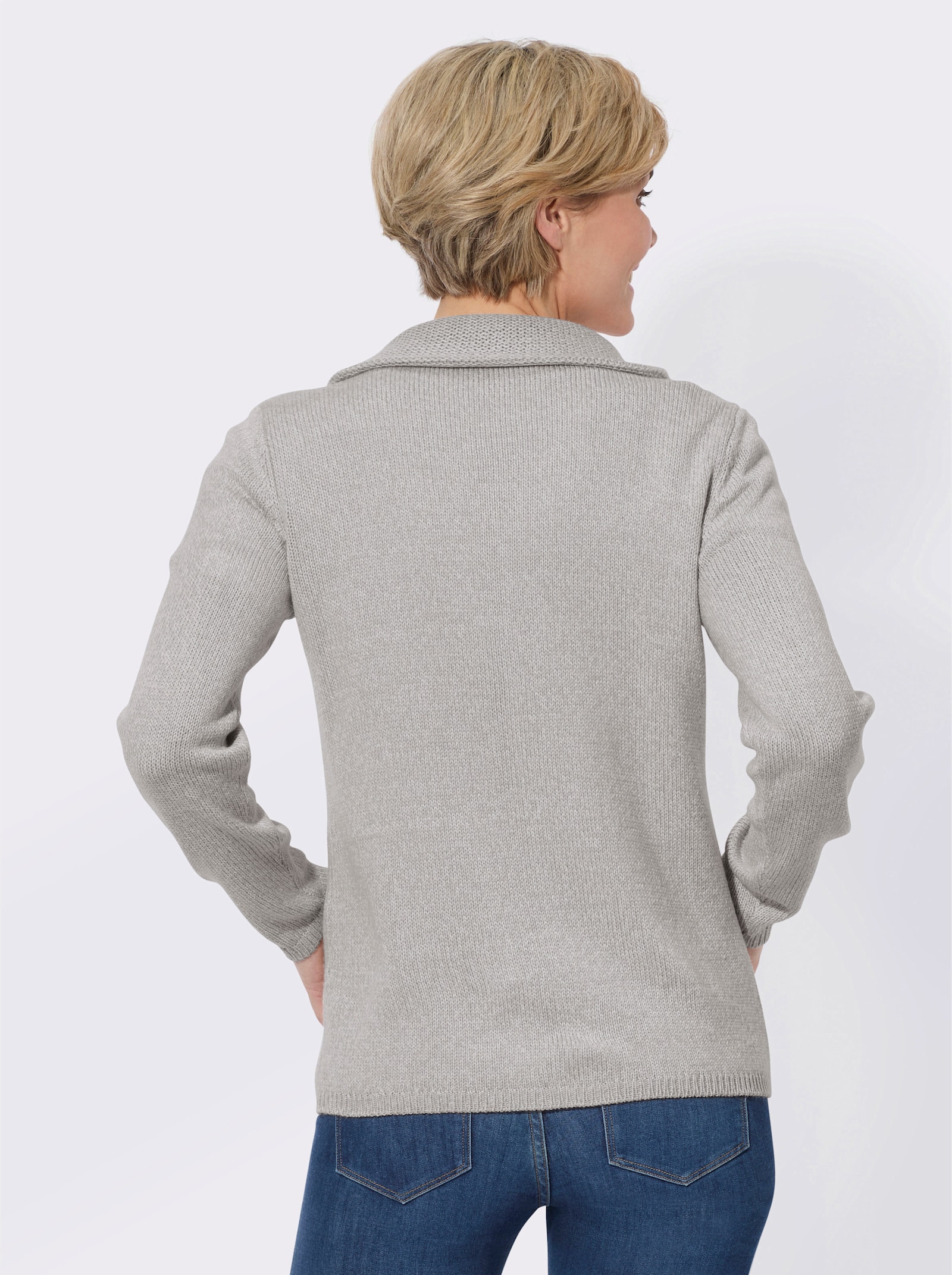 Strickjacke - steingrau-hellgrau-meliert