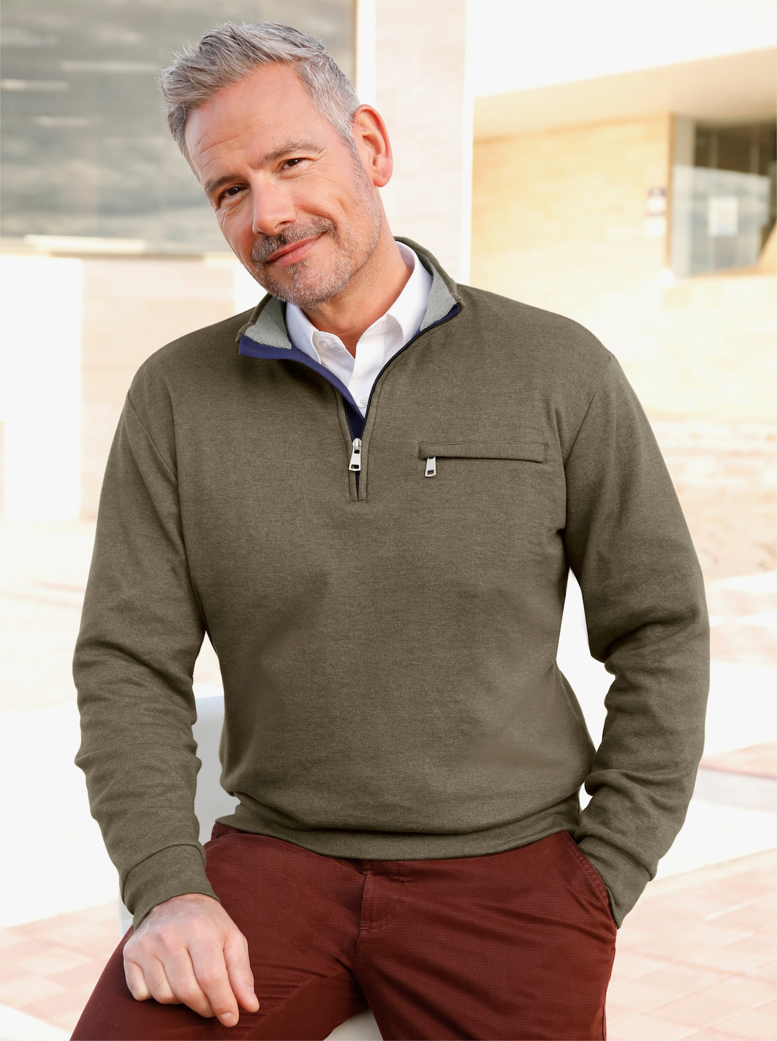 Marco Donati Sweatshirt - khaki-meliert