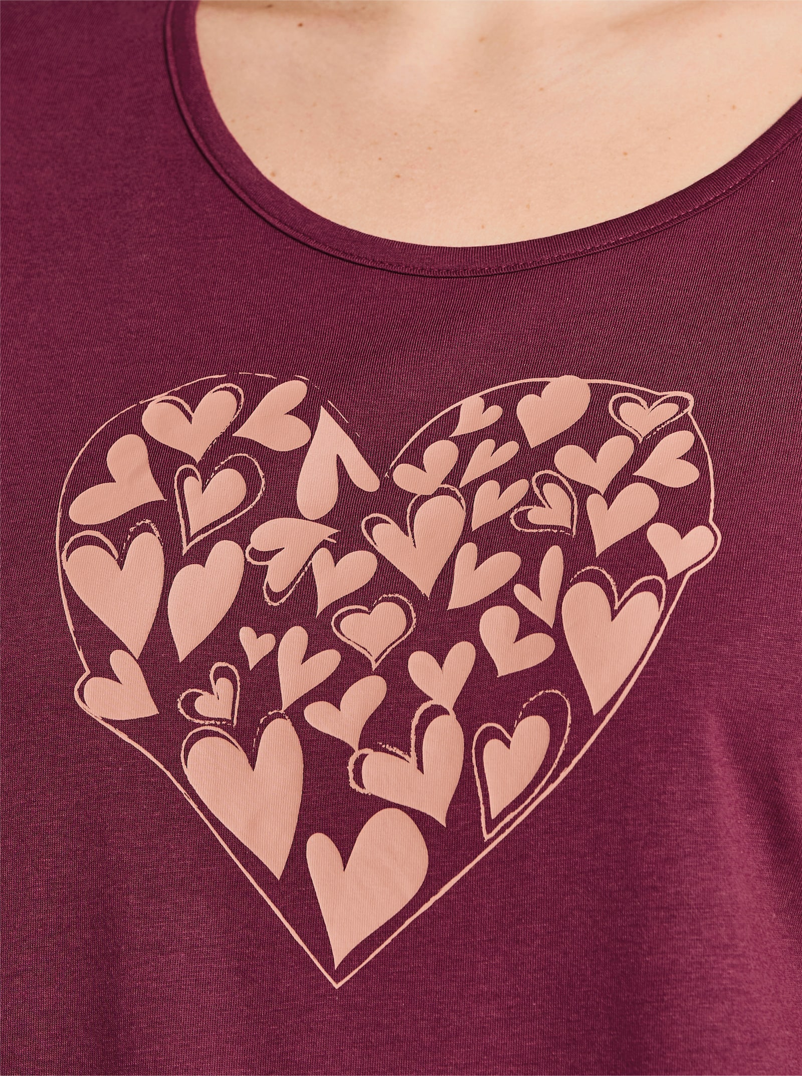 wäschepur Sleepshirts mit platziertem Druckmuster - bordeaux-bedruckt + papaya-bedruckt