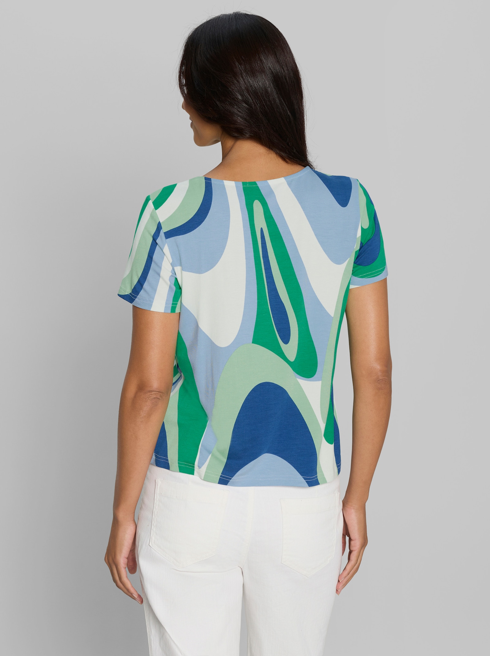 heine Kurzarmshirt mit Grafikprint - royalblau-grasgrün-gemustert