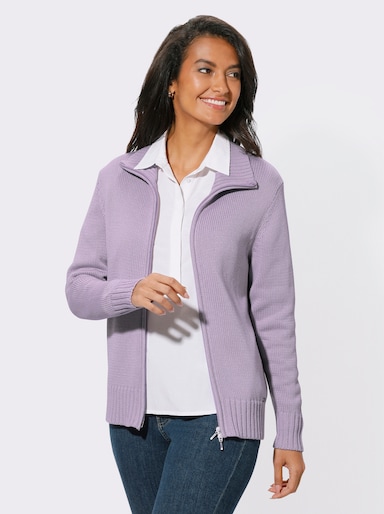 Strickjacke mit 2-Wege-Reißverschluss - flieder
