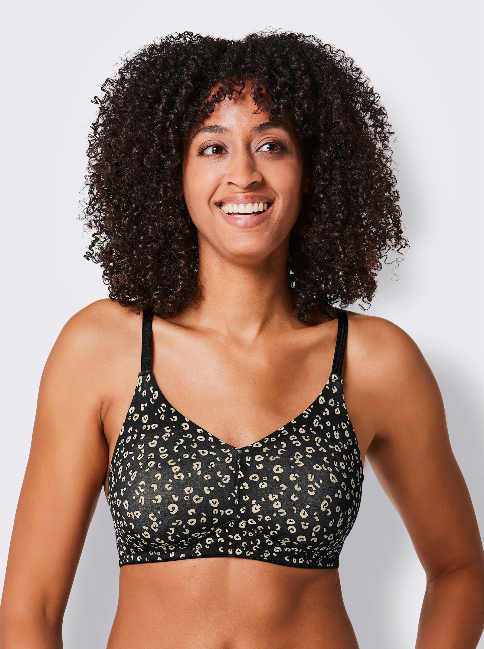 wäschepur Komfort-BH ohne Bügel - schwarz-bedruckt
