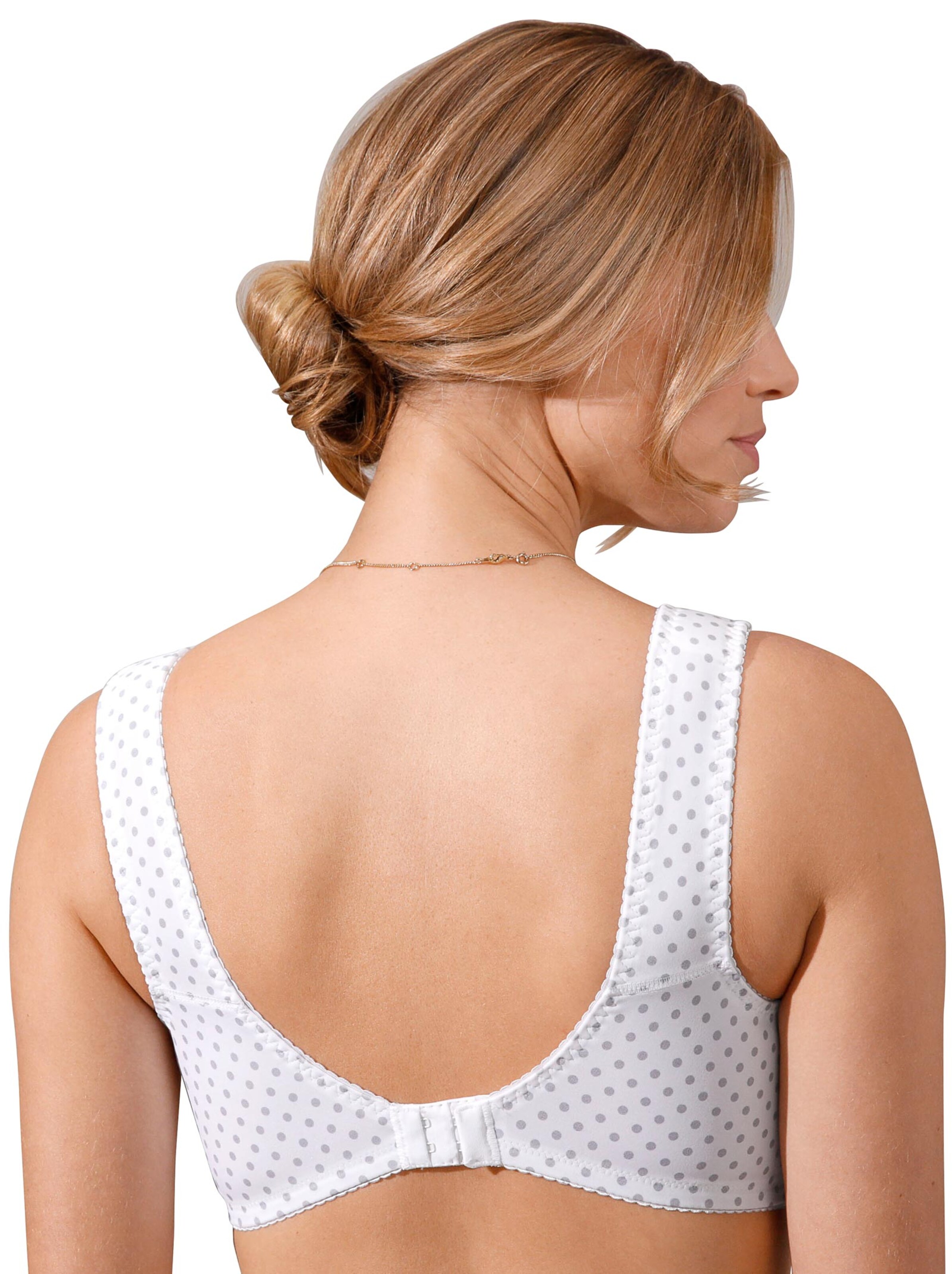 wäschepur Entlastungs-BH ohne Bügel - grau + rosa-getupft