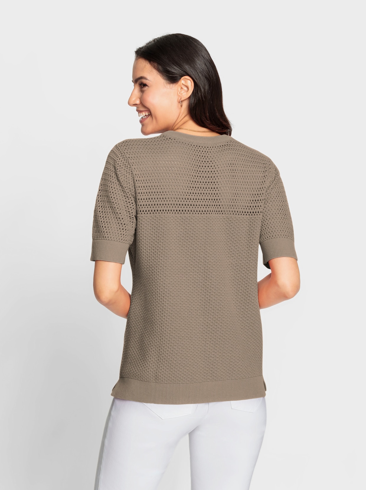 Pullover met korte mouwen - leem