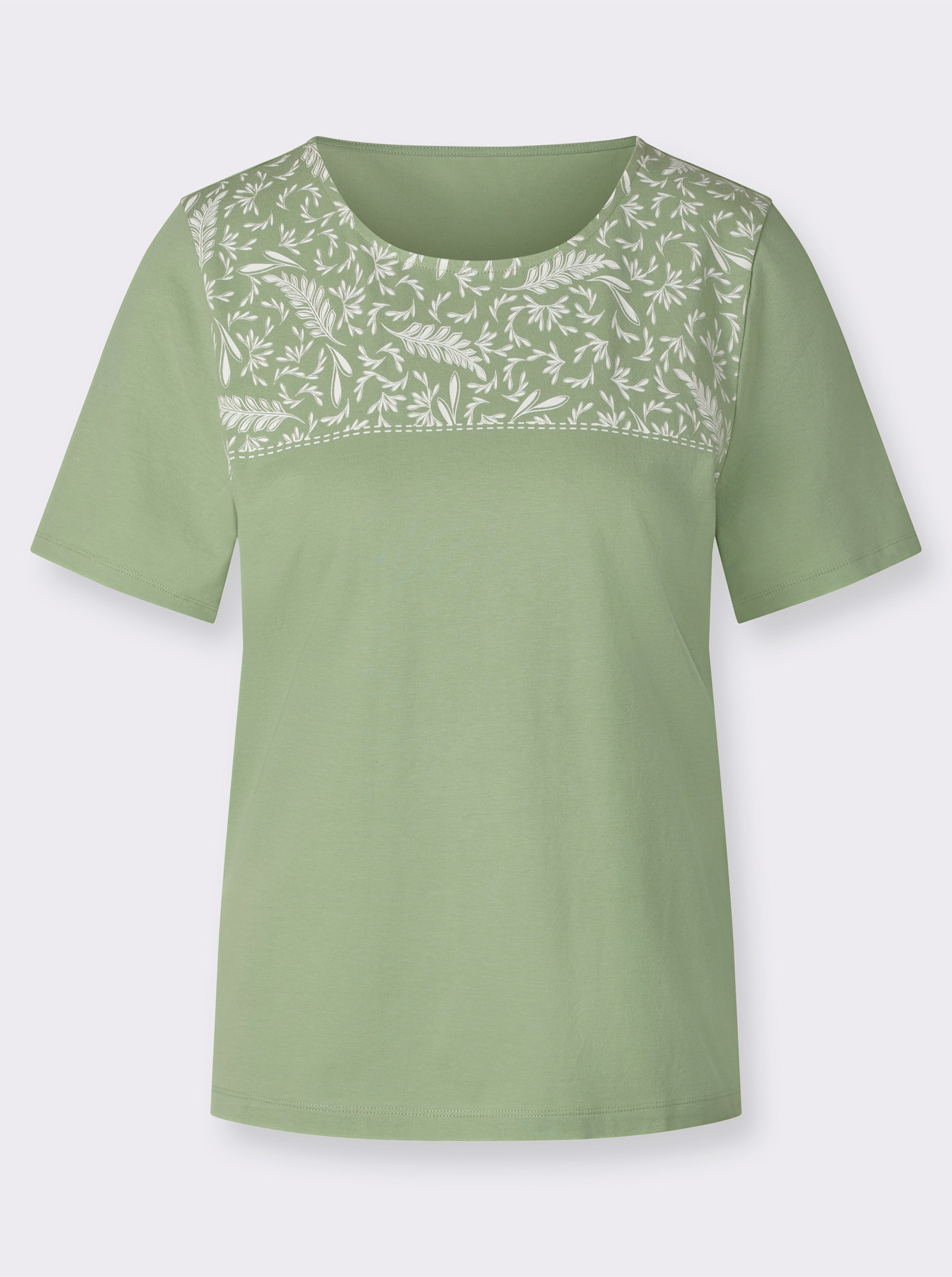 Kurzarmshirt aus reiner Baumwolle - eucalyptus-ecru