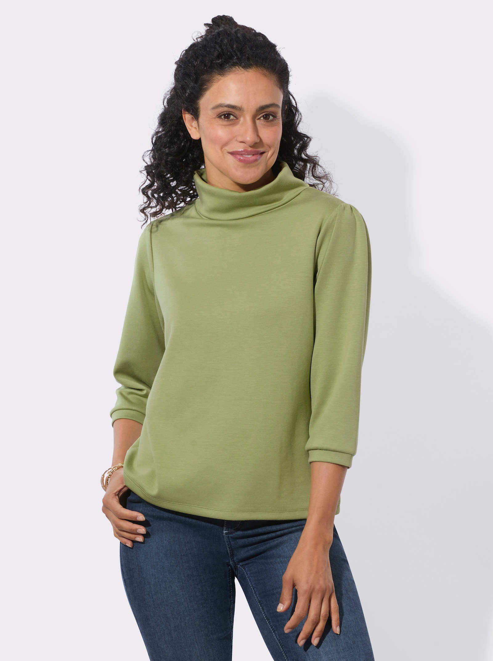 Sweatshirt mit Kellerfalte hinten - schilf
