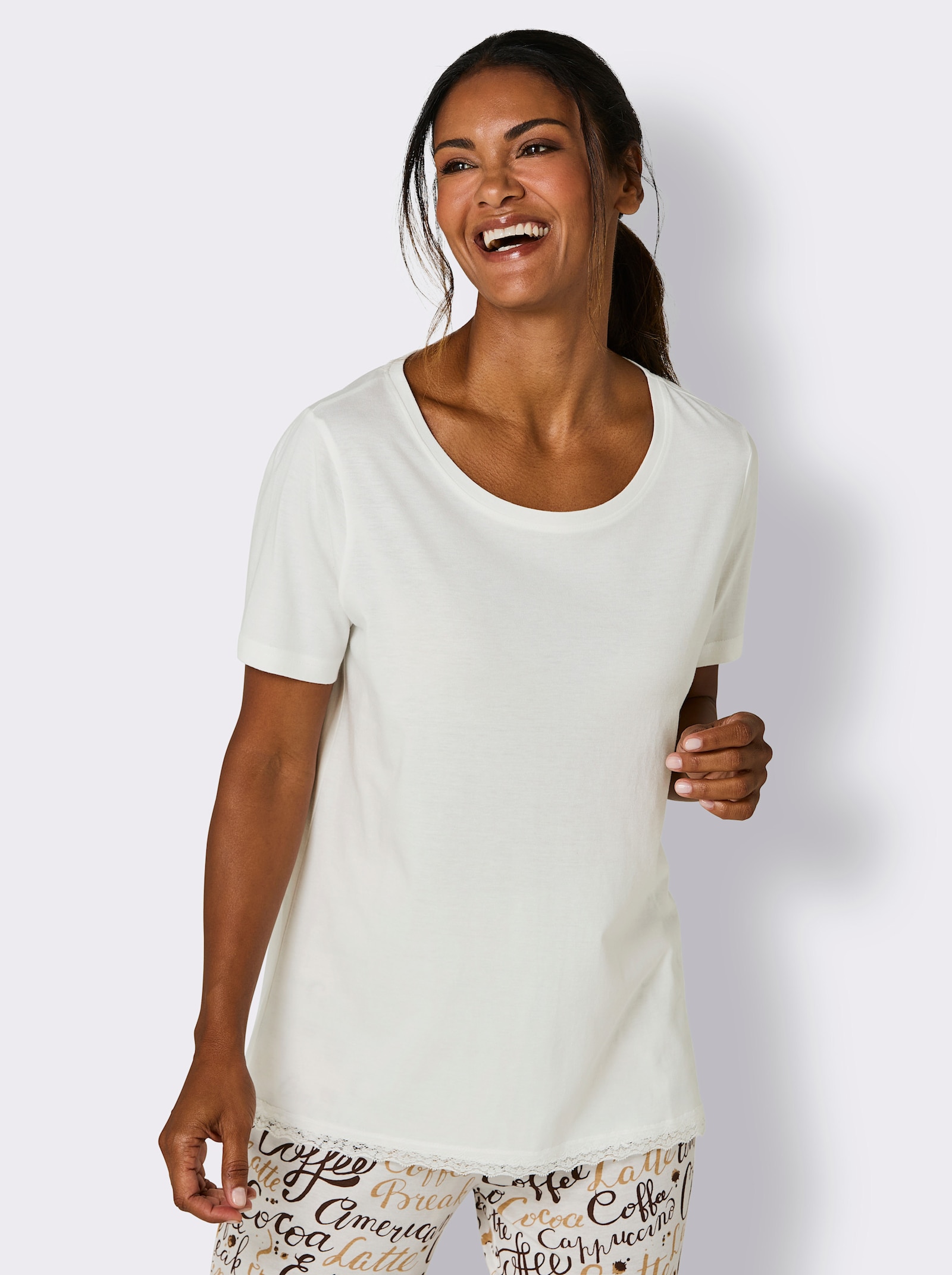 wäschepur Pyjama-T-shirt - écru