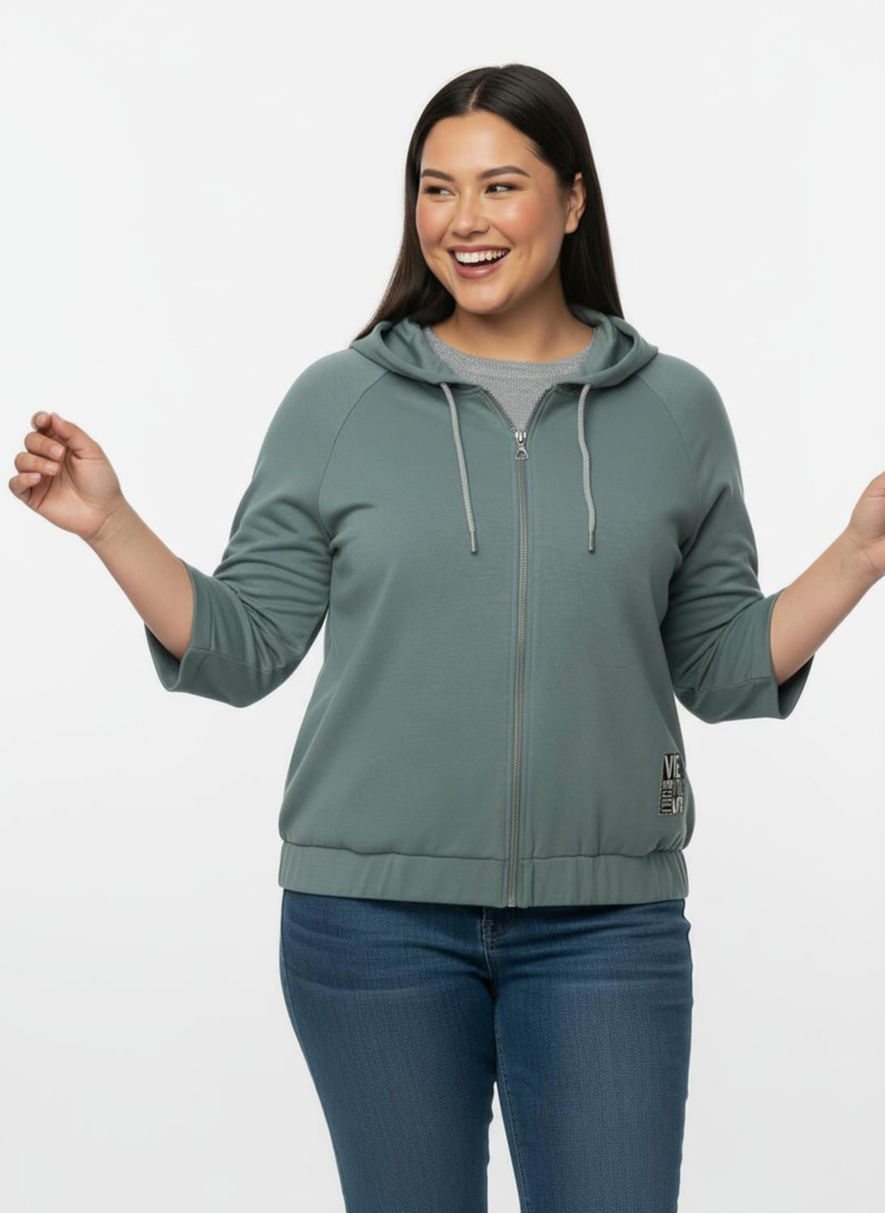 Shirtjacke mit Kapuze - jade