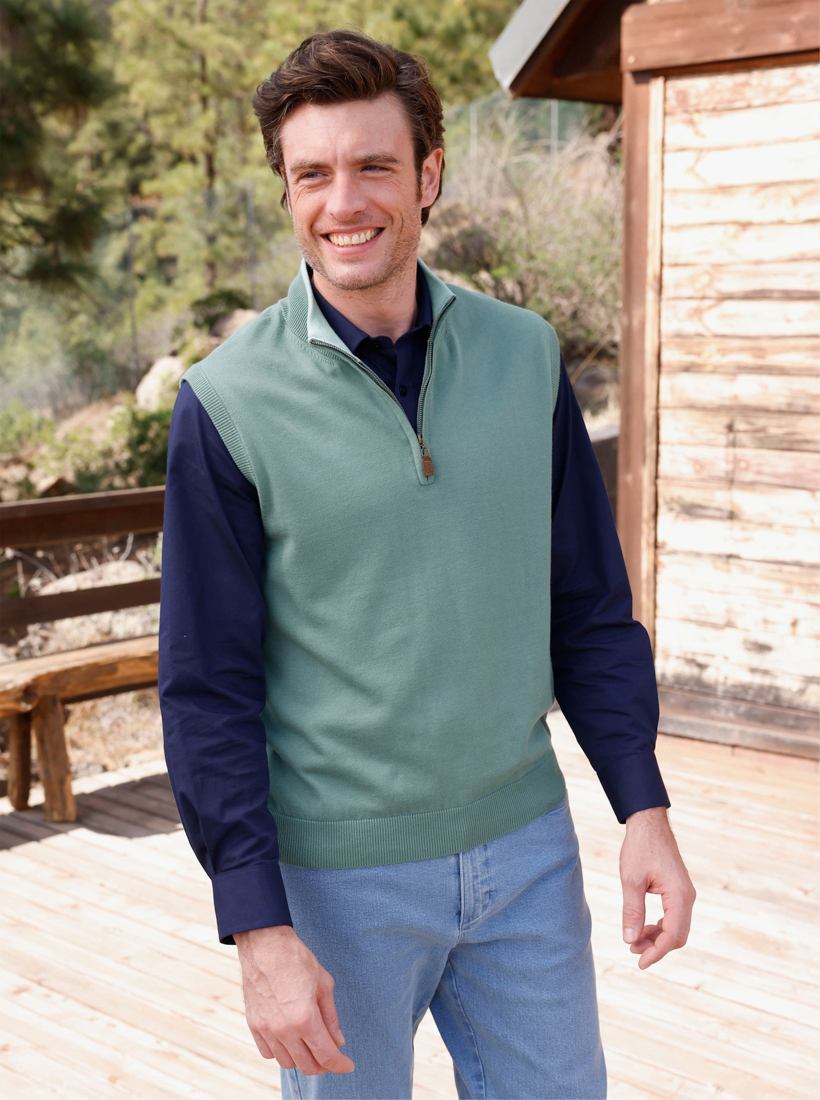 Catamaran Pullunder mit Stehkragen und Reißverschluss - jade