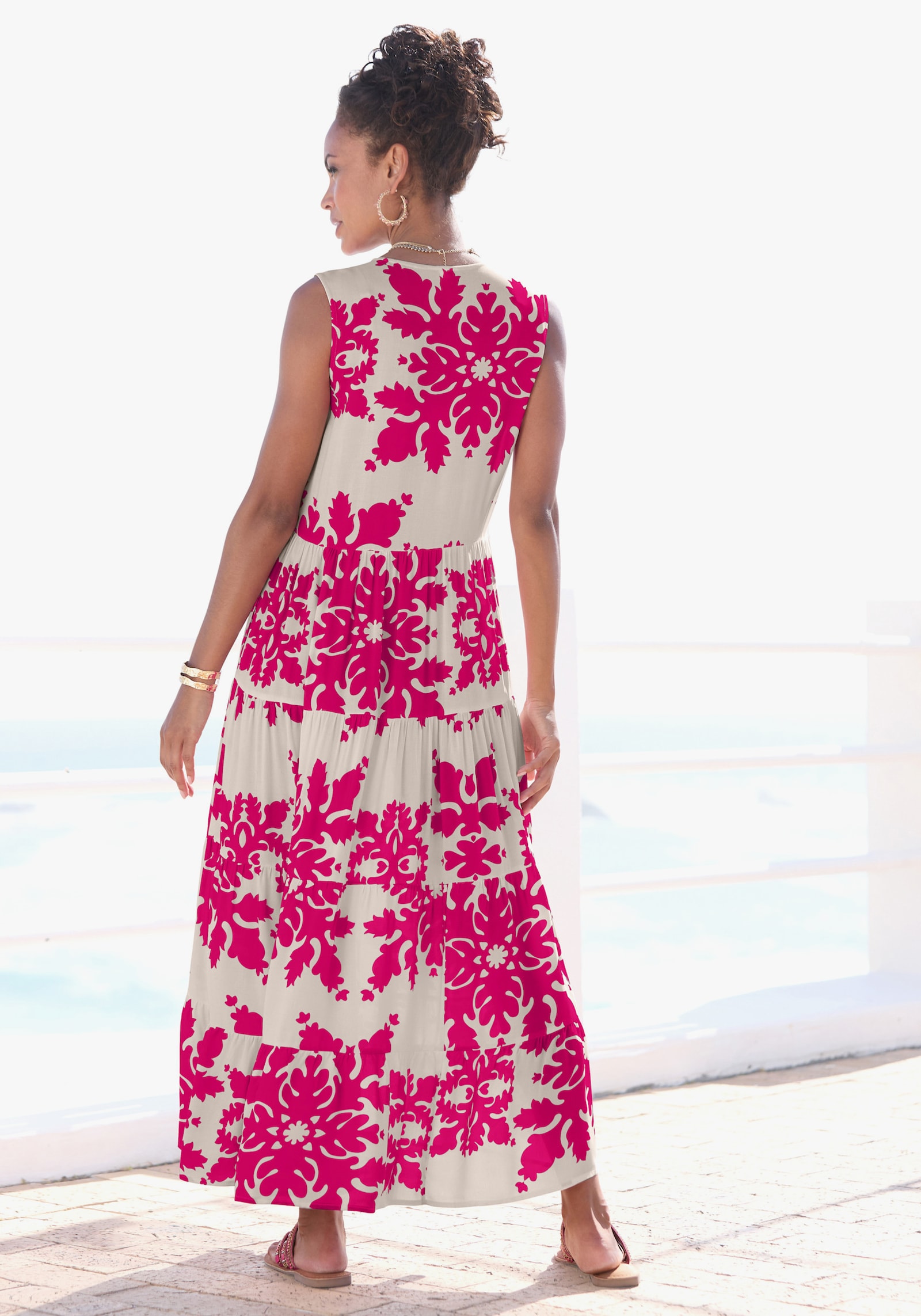 Vivance Maxikleid - creme-berry bedruckt