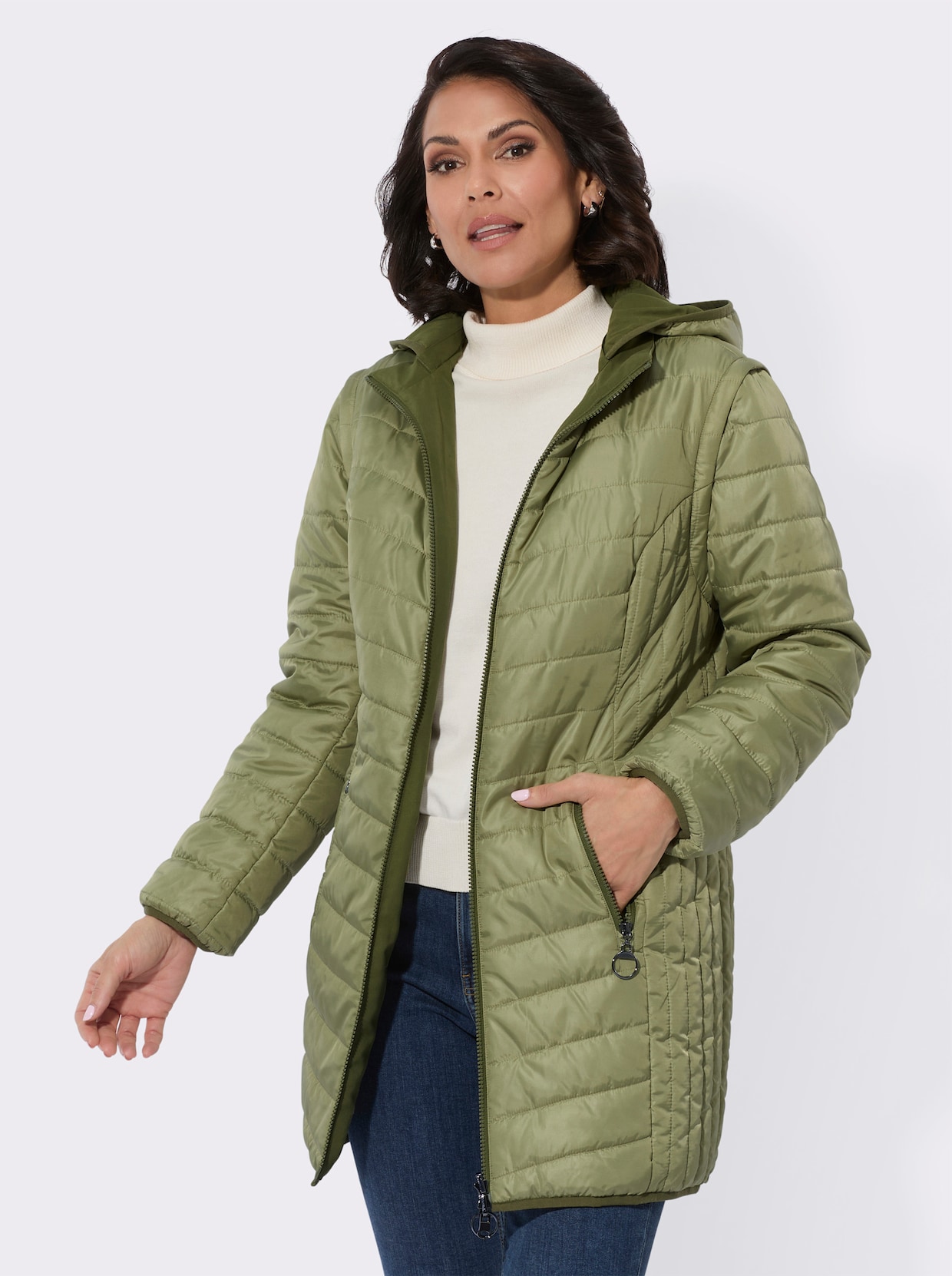 Veste longue - vert roseau