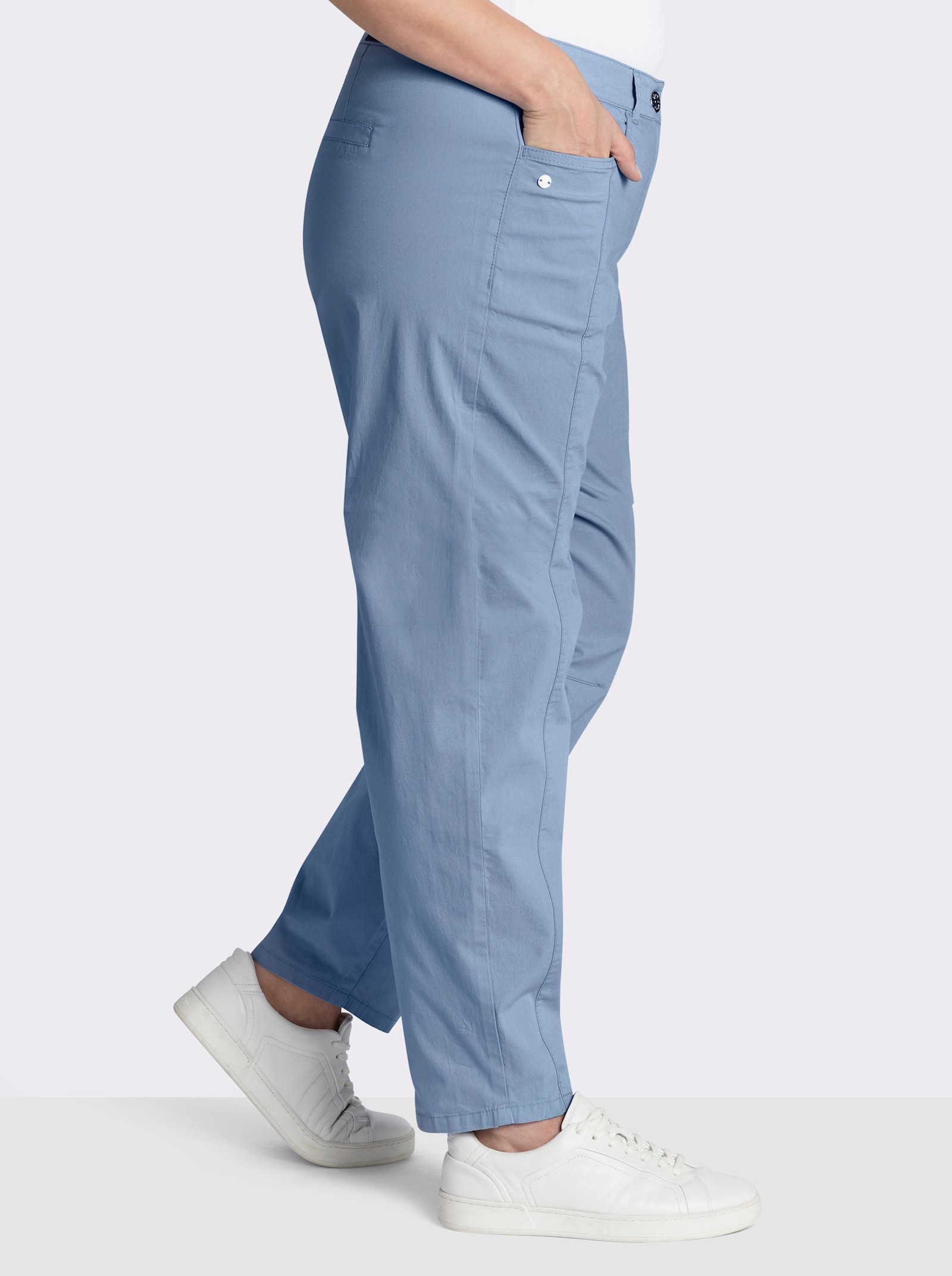 sheego Hose im Barrel-Leg-Schnitt, mit Teilungsnähten - bleu