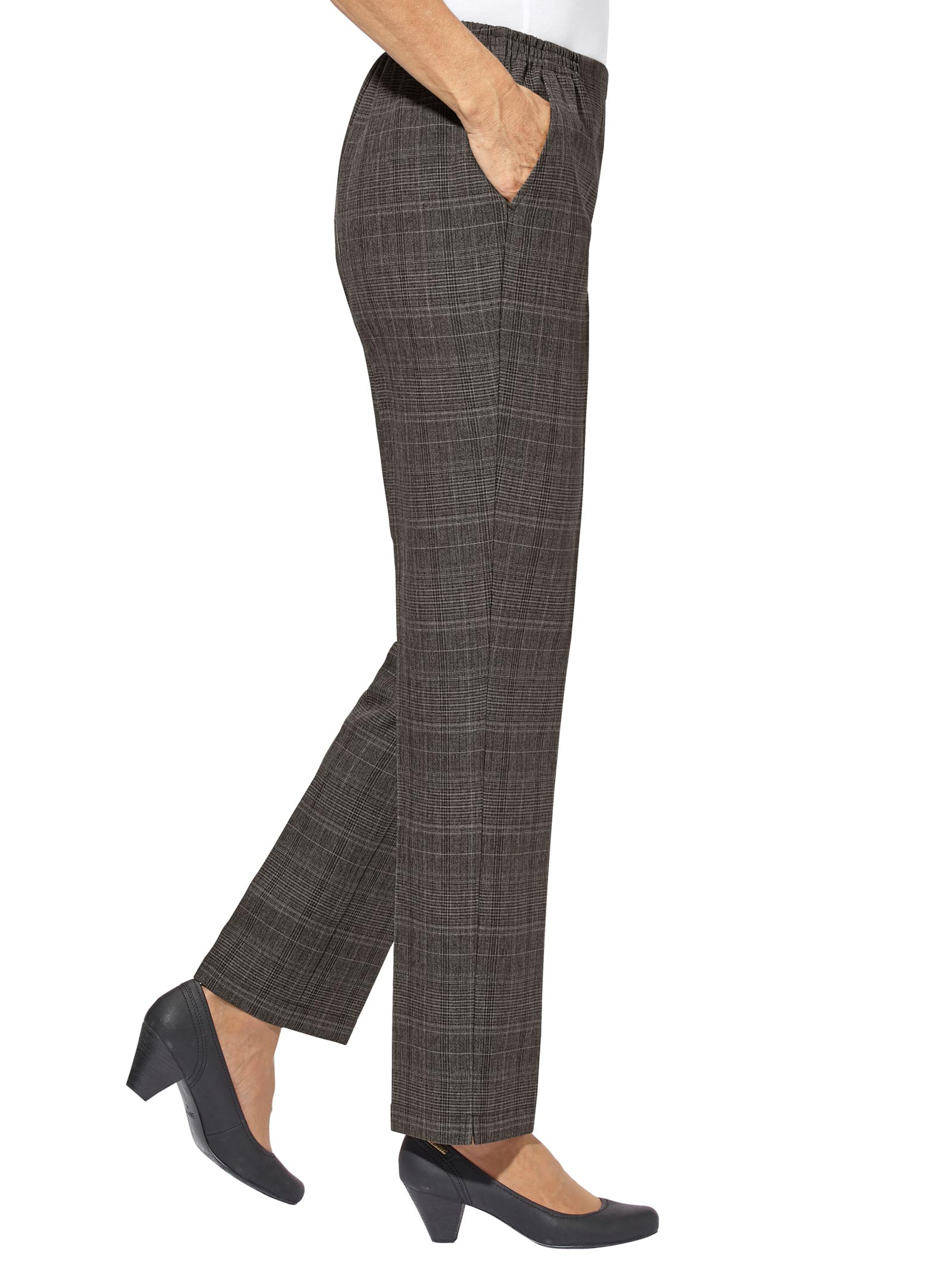 Hose - taupe-kariert