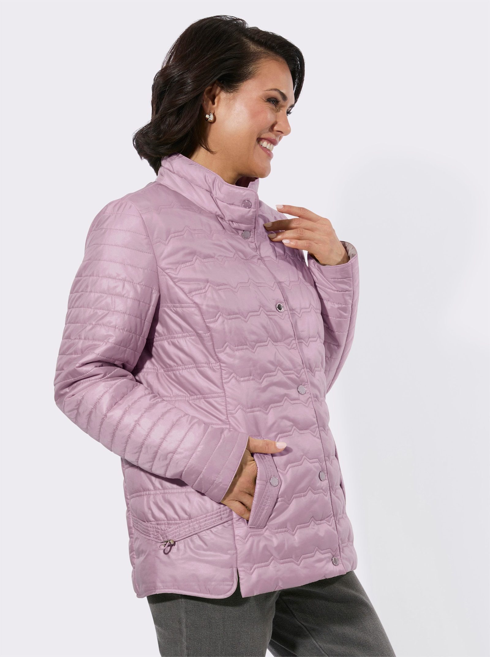 Steppjacke in kontrastreicher Verarbeitung - mauve