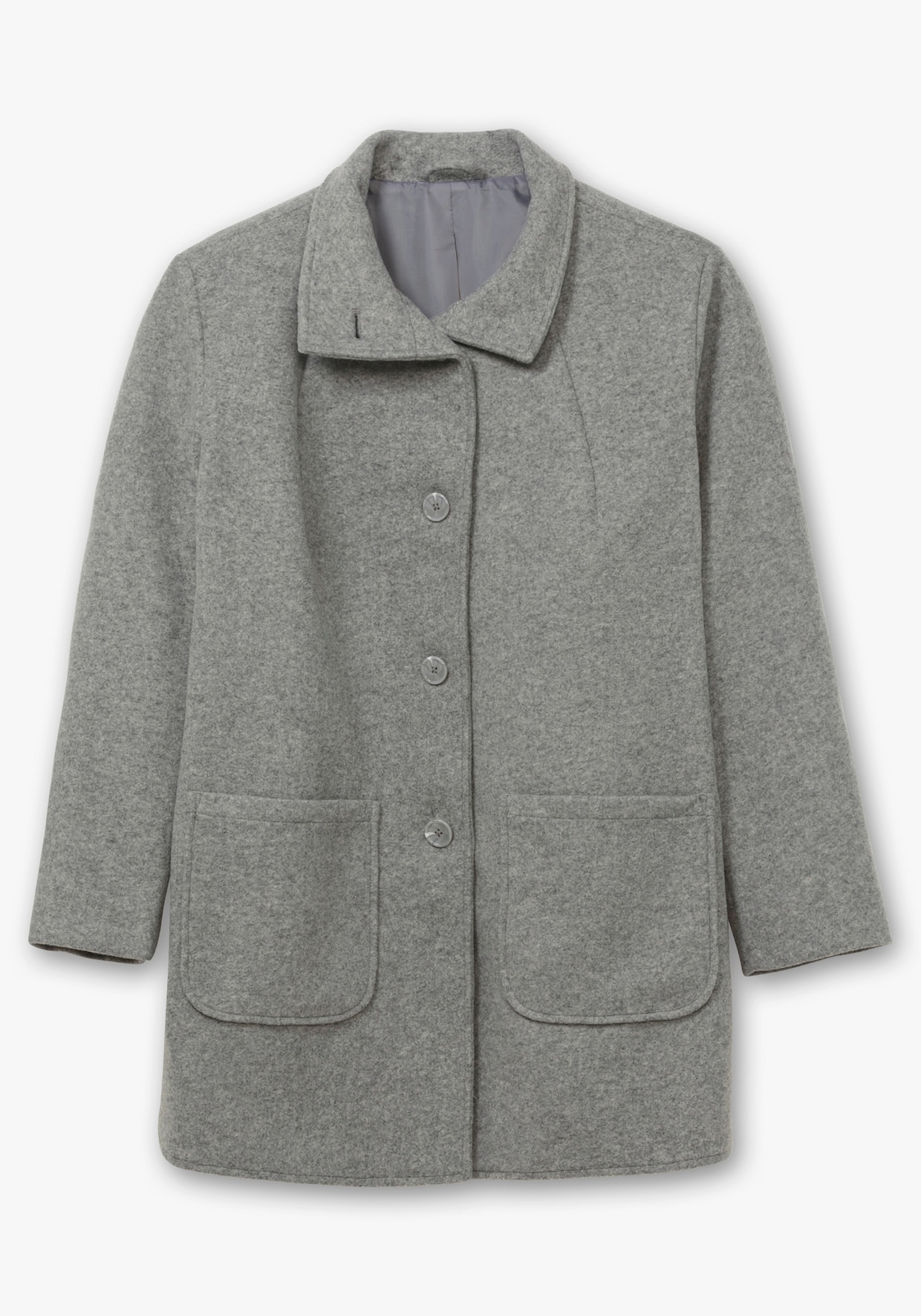 Longjacke in Woll-Optik - steingrau-meliert