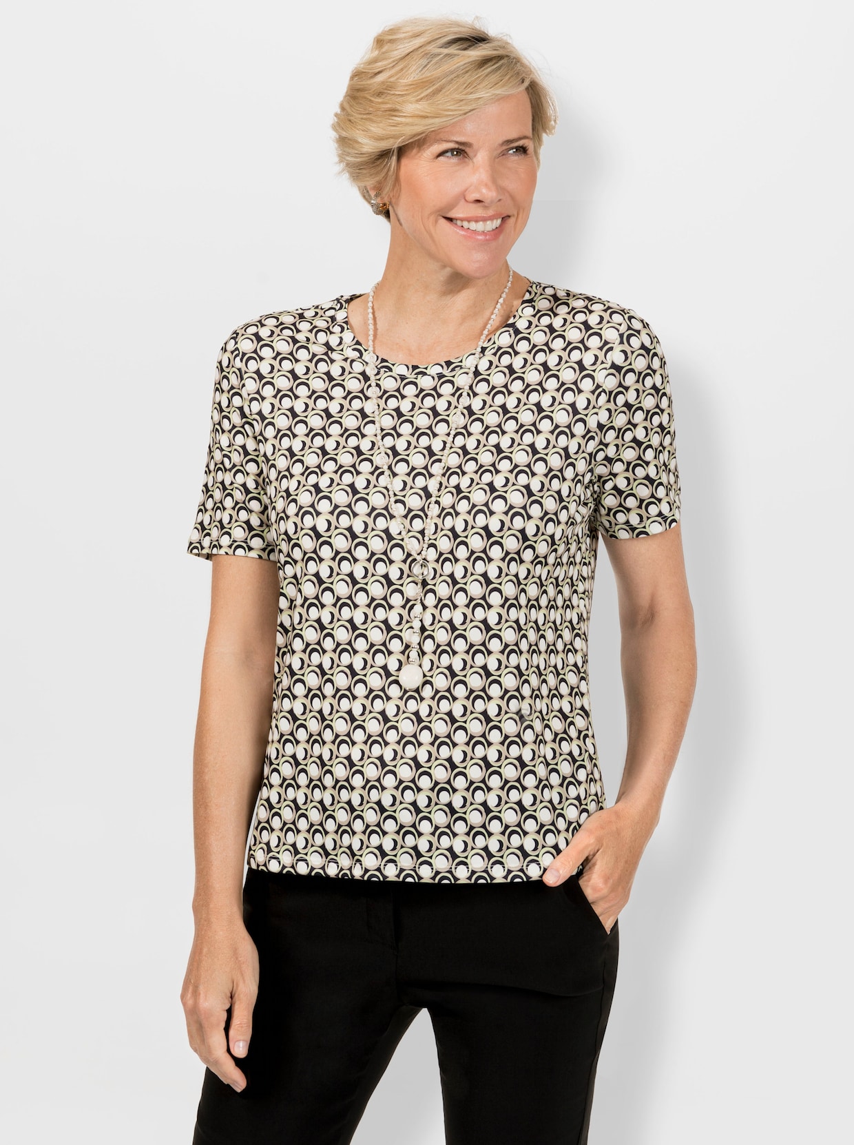 Shirt - pistazie/marine geprint