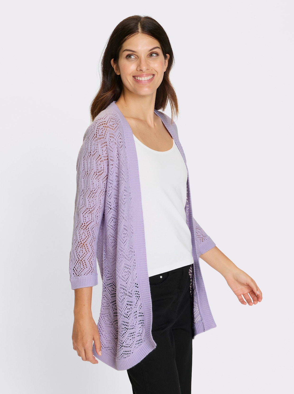 Ajourstrickjacke - flieder