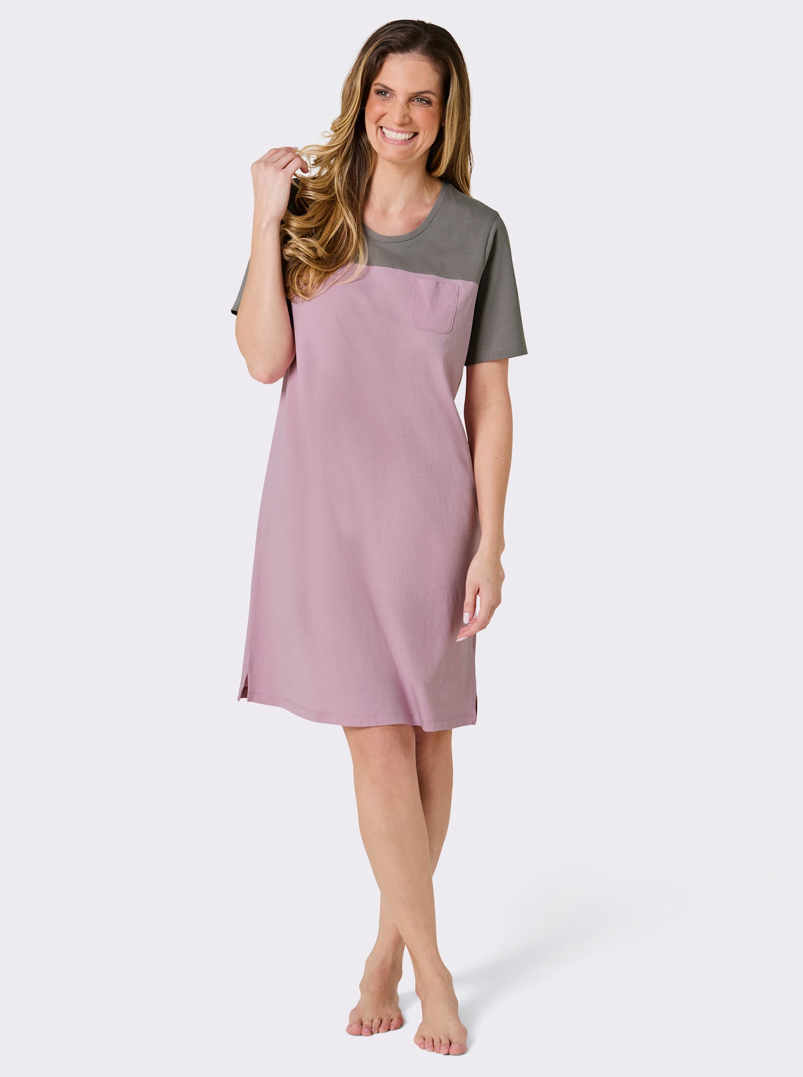 wäschepur Sleepshirts - rosé + steingrau