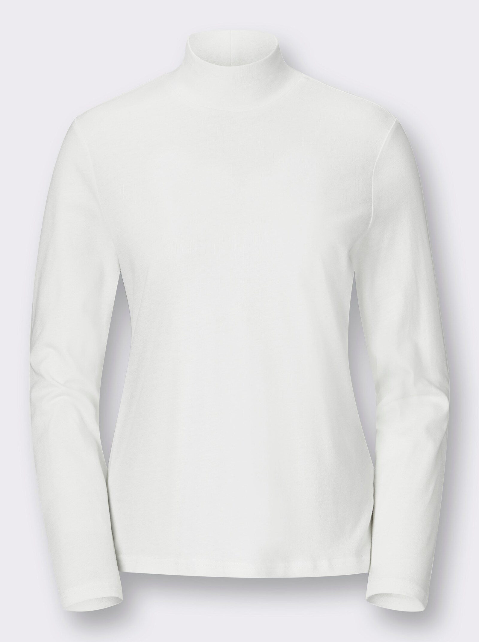 Shirt met opstaande kraag in mix van katoen en modal - wolwit