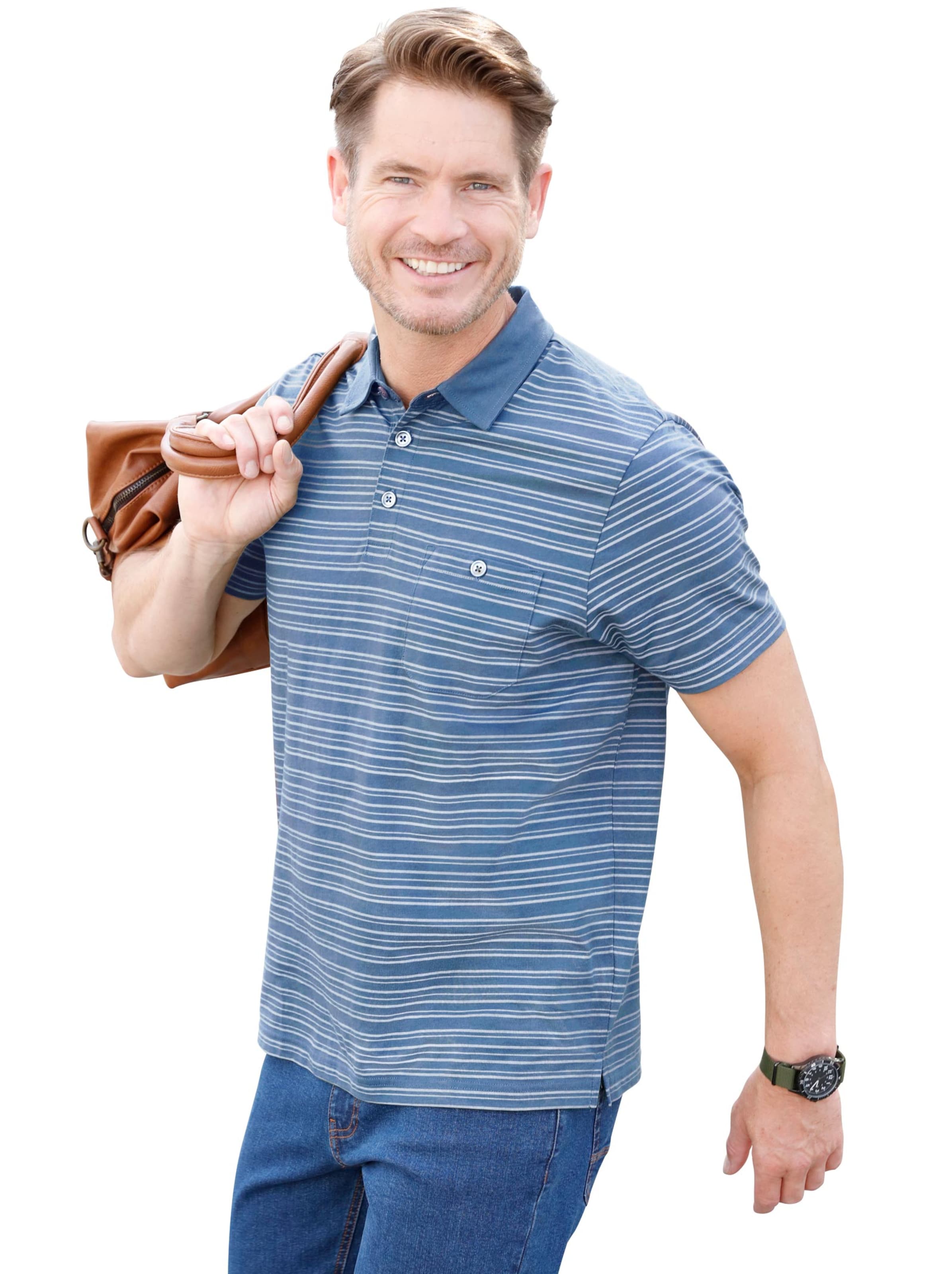Poloshirt - jeansblau-gestreift