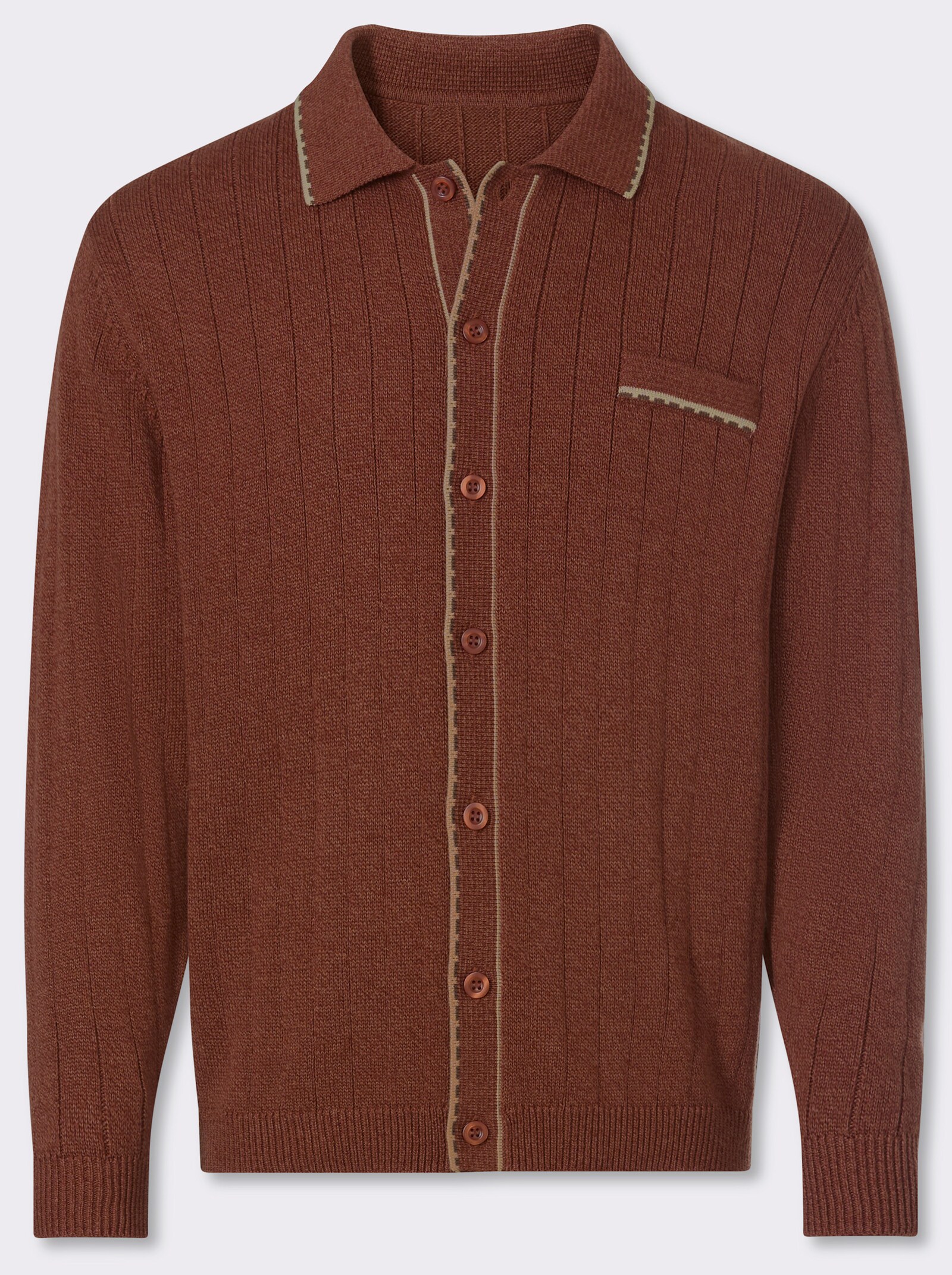 Marco Donati Strickjacke mit Ripp-Muster, 50% Baumwolle - rostrot-meliert