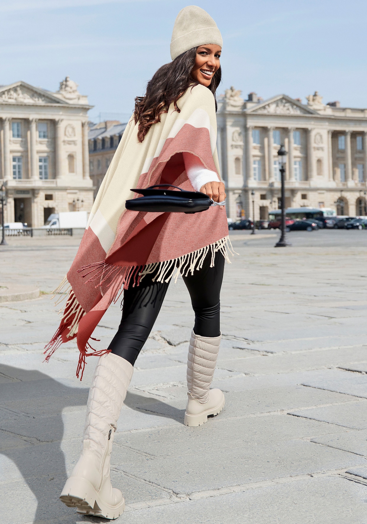 LASCANA Poncho en tricot - beige clair-mauve