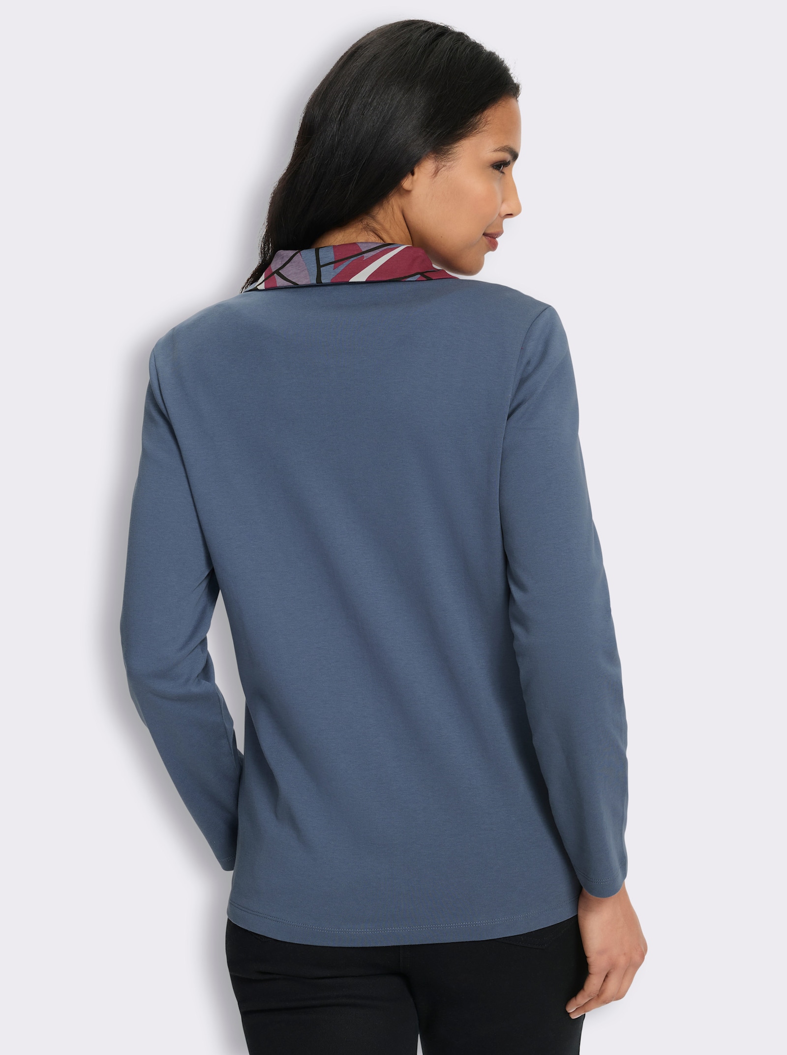 Shirtjacke mit kontrastreicher Verarbeitung - rauchblau