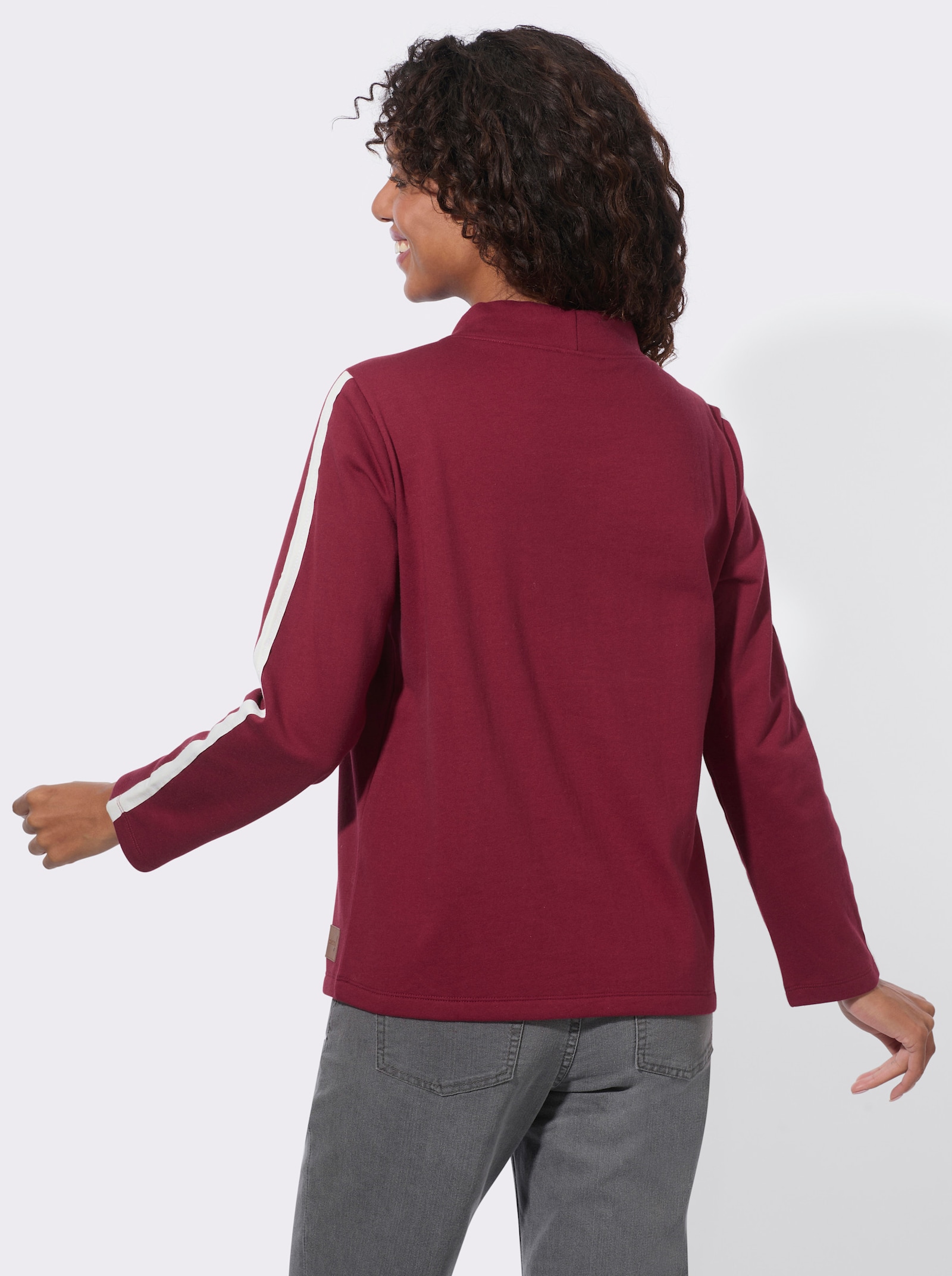  Sweatshirt mit Stehkragen - dunkelrot