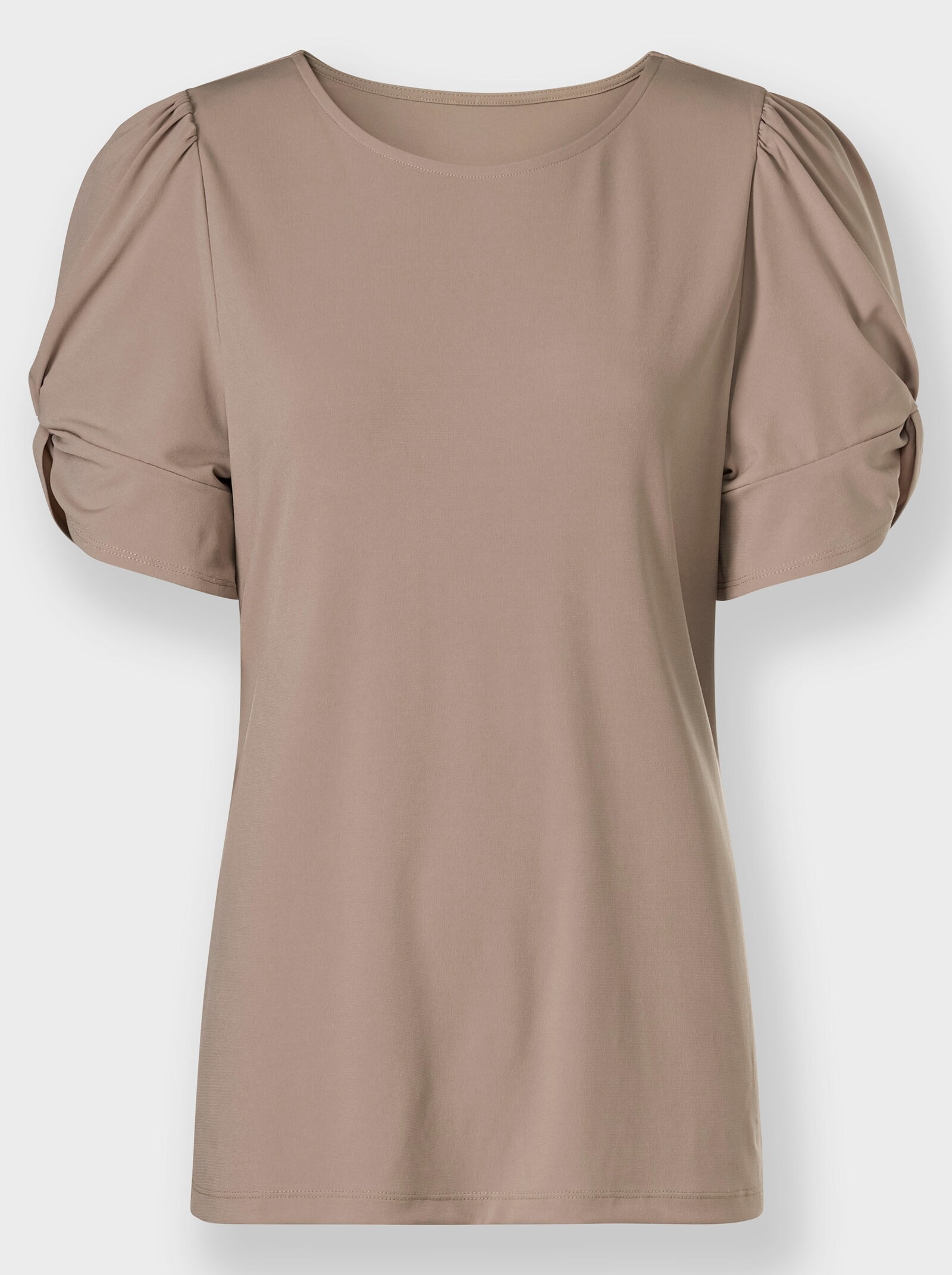 heine Kurzarmshirt mit Raffungen - sesam