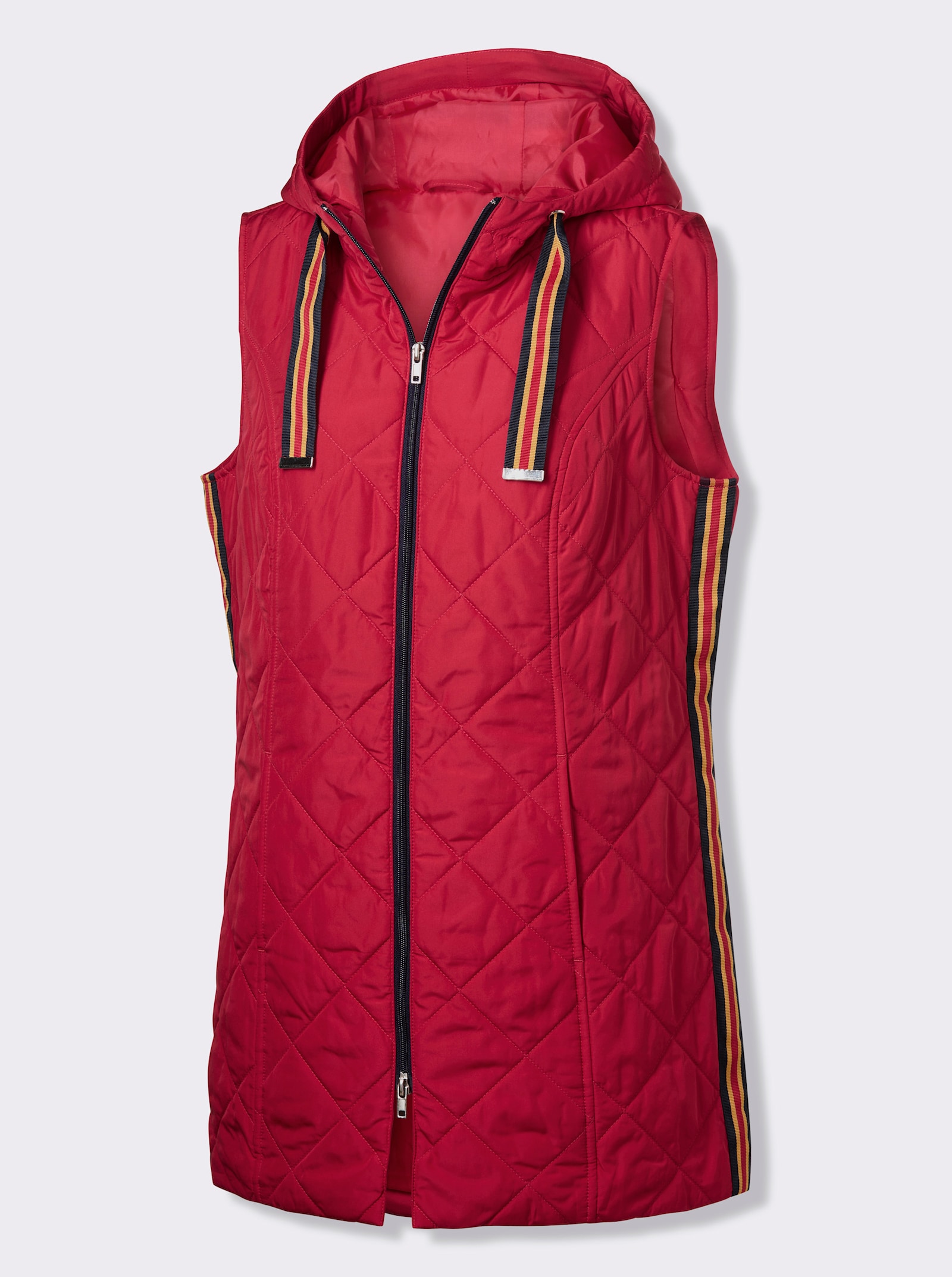 Dlouhá vesta s kosočtvercovým prošíváním - červená
