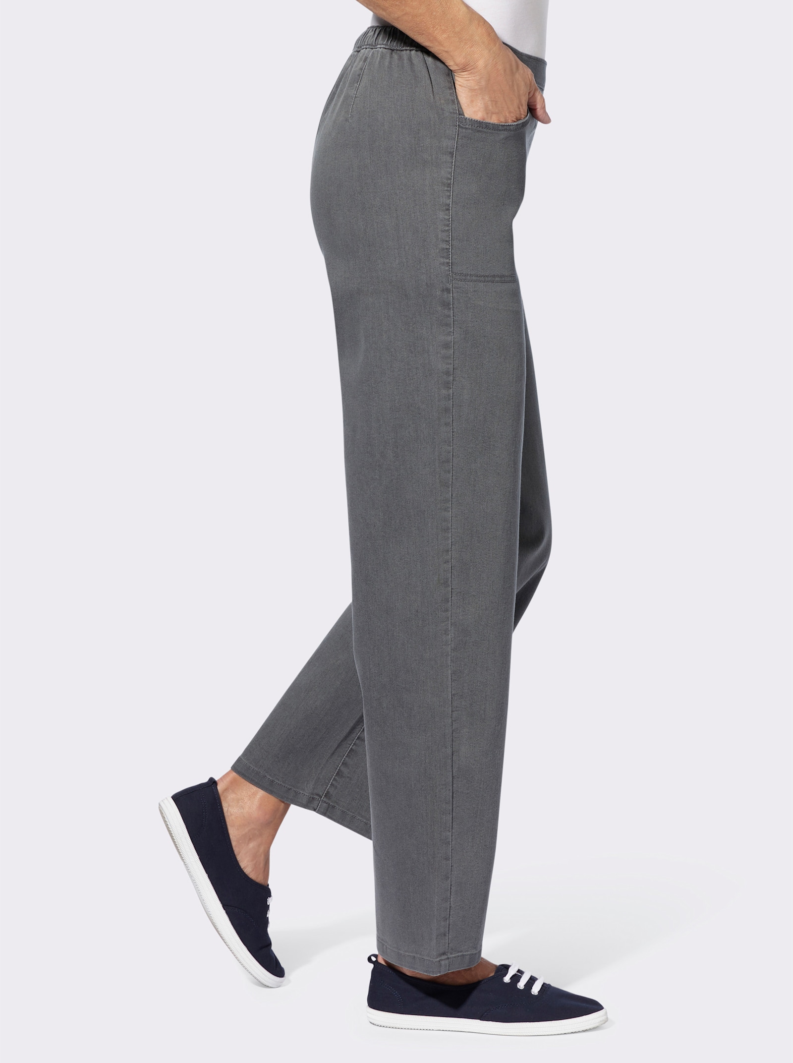 Džíny s širokými nohavicemi - kamenná šedá-denim