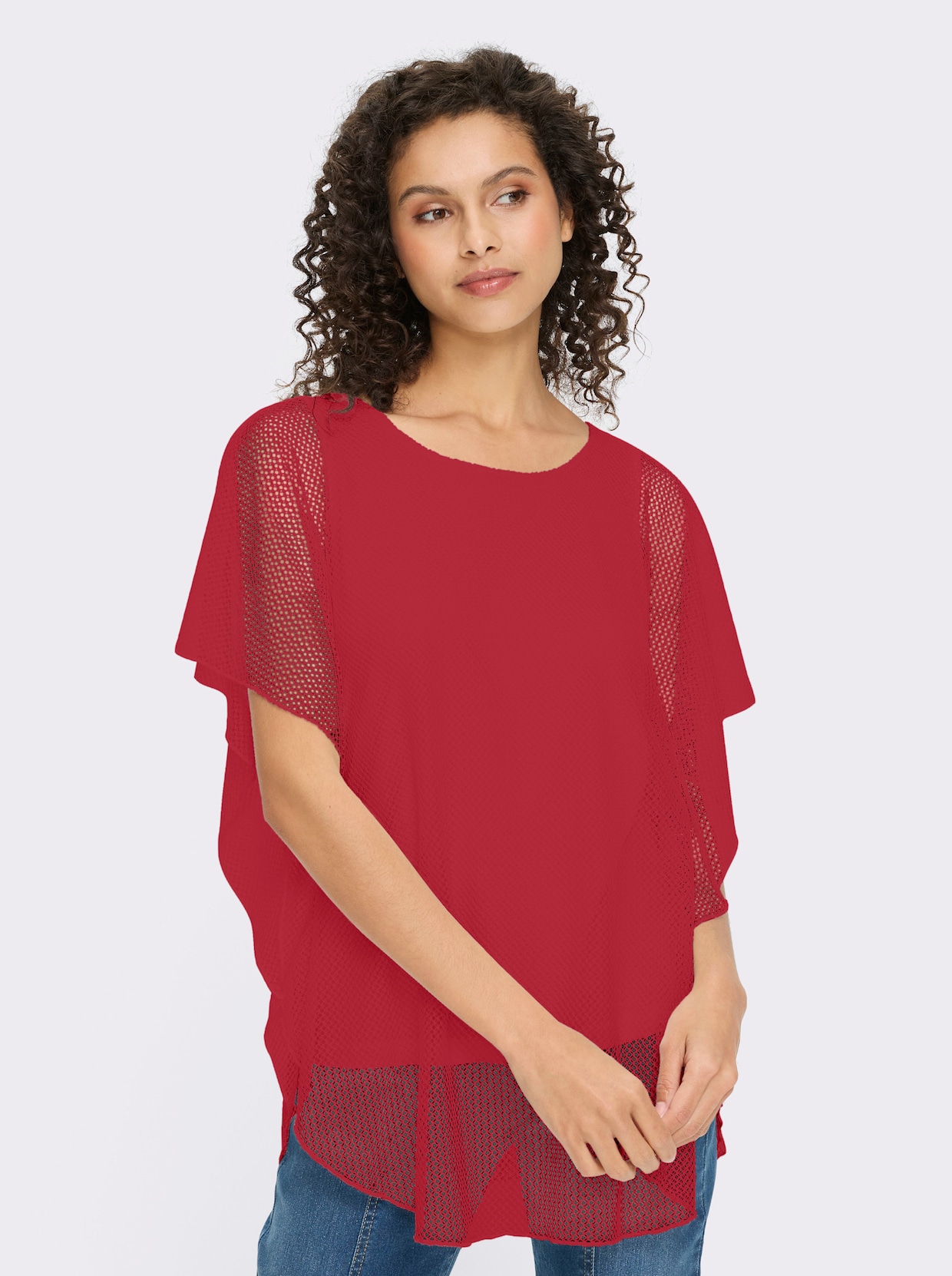 heine Shirt met korte mouwen in ponchostijl - aardbei