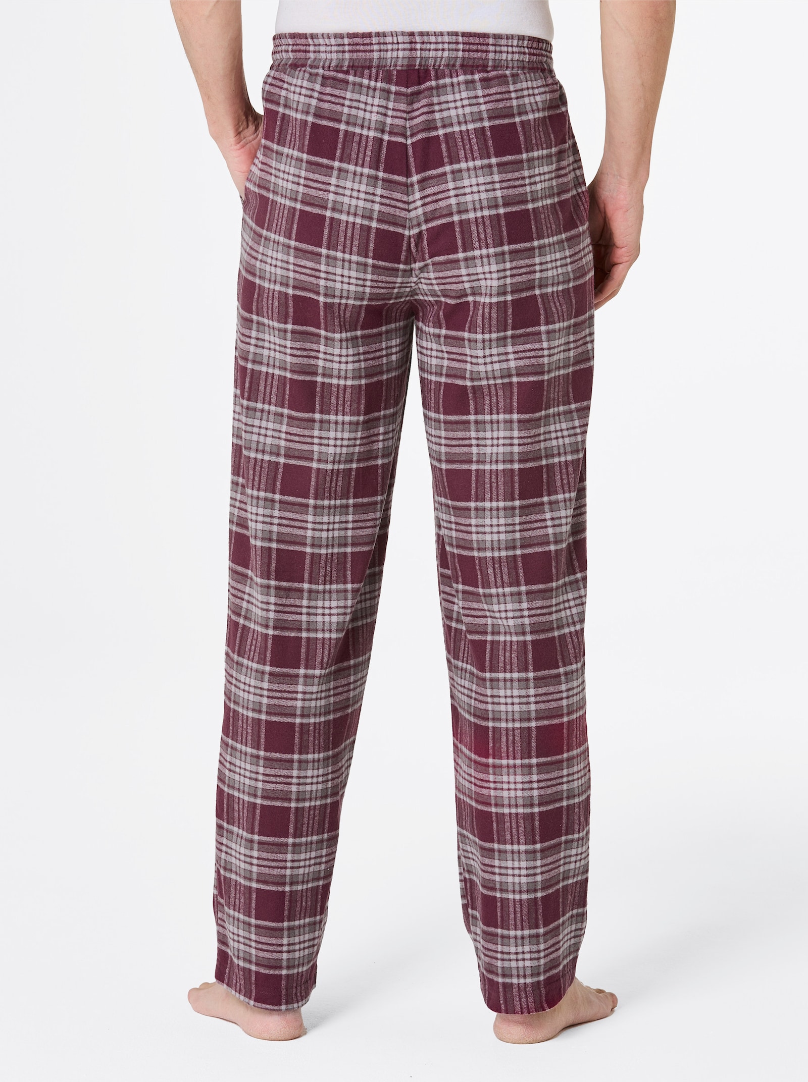 wäschepur men Hose - burgund-steingrau-kariert