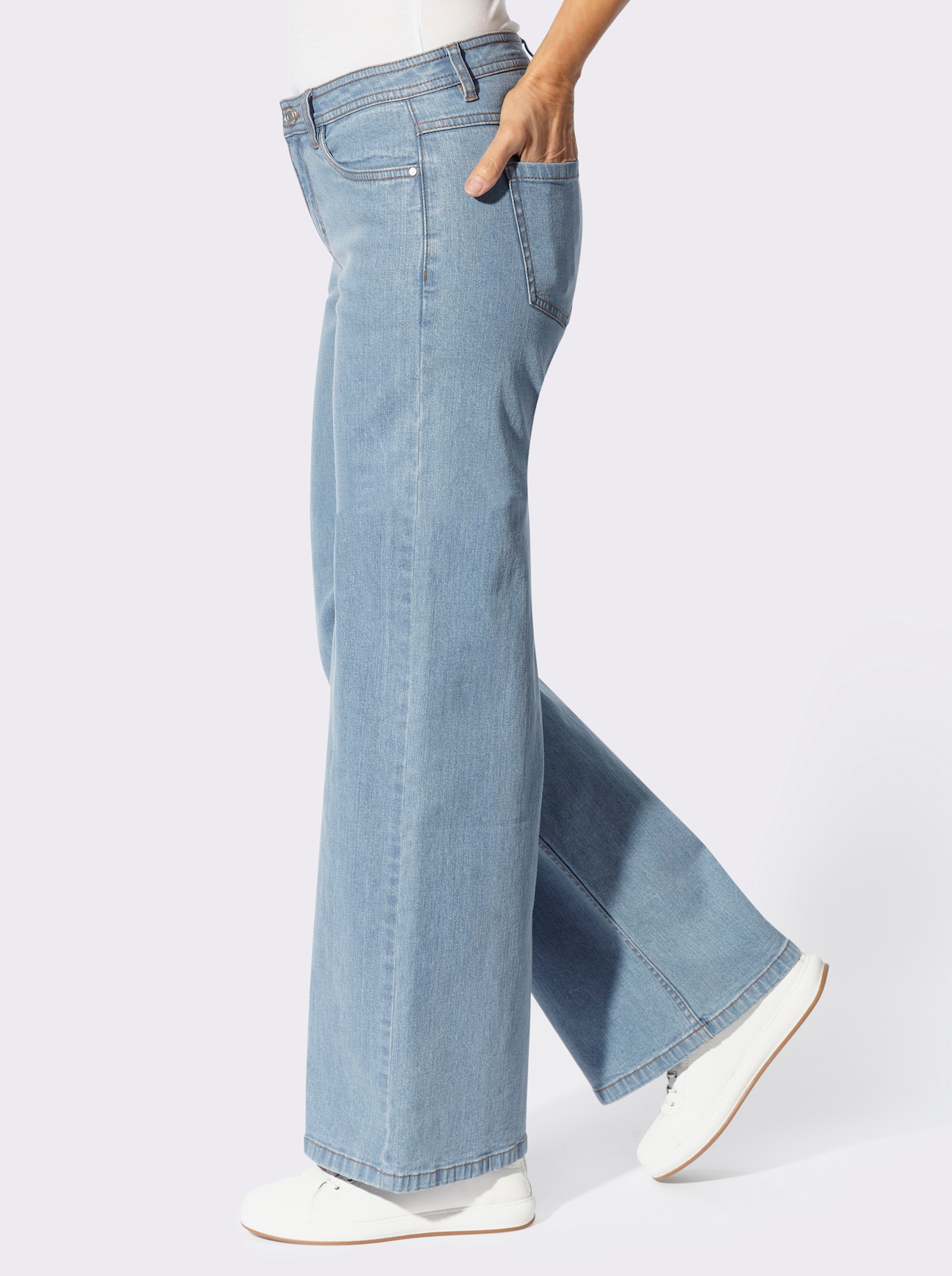 5-Pocket-Jeans mit Kontrastnähten - blue-bleached